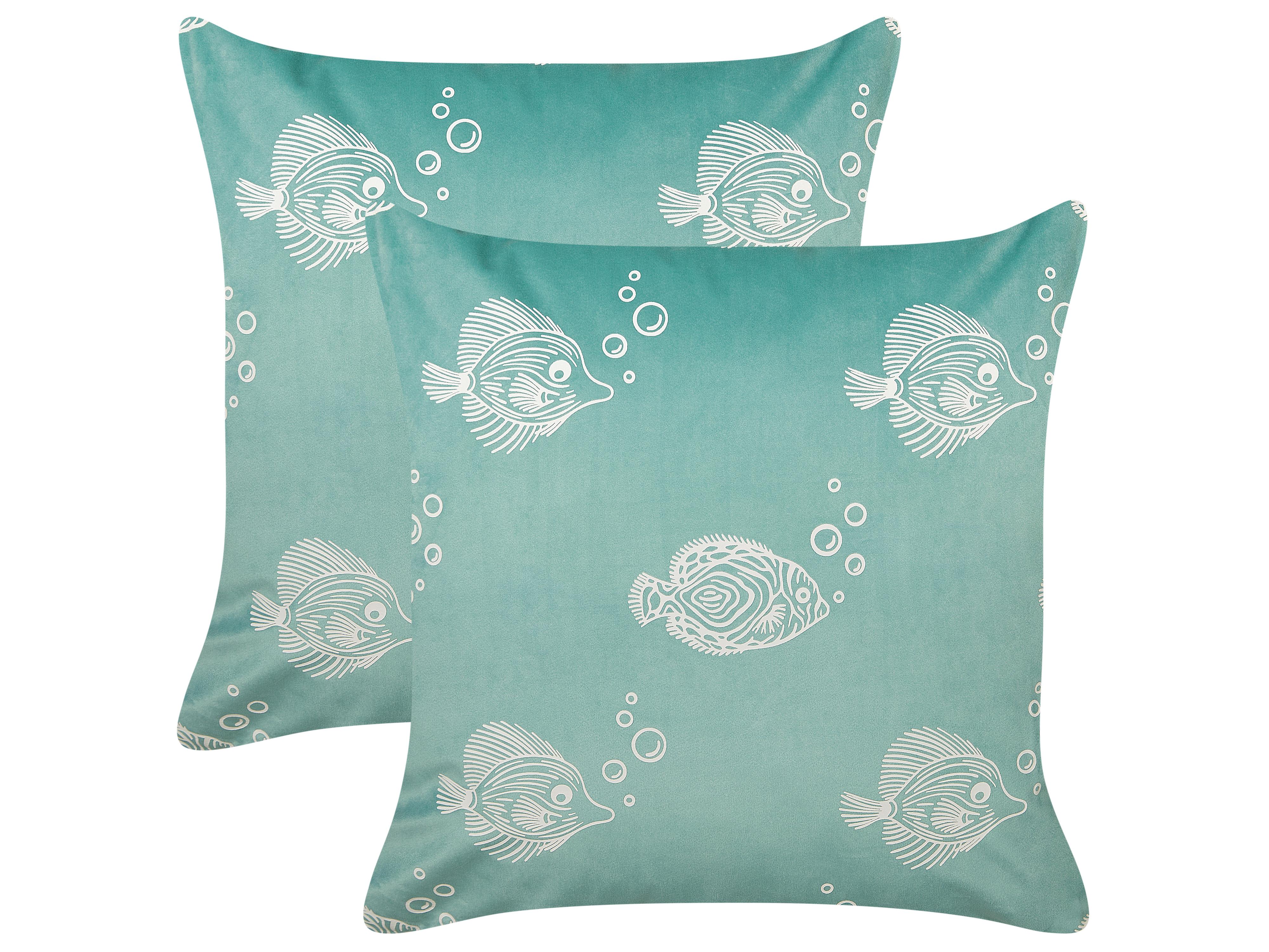 Conjunto de 2 cojines decorativos SOLIDAGO Terciopelo 45 x 45 cm Verde