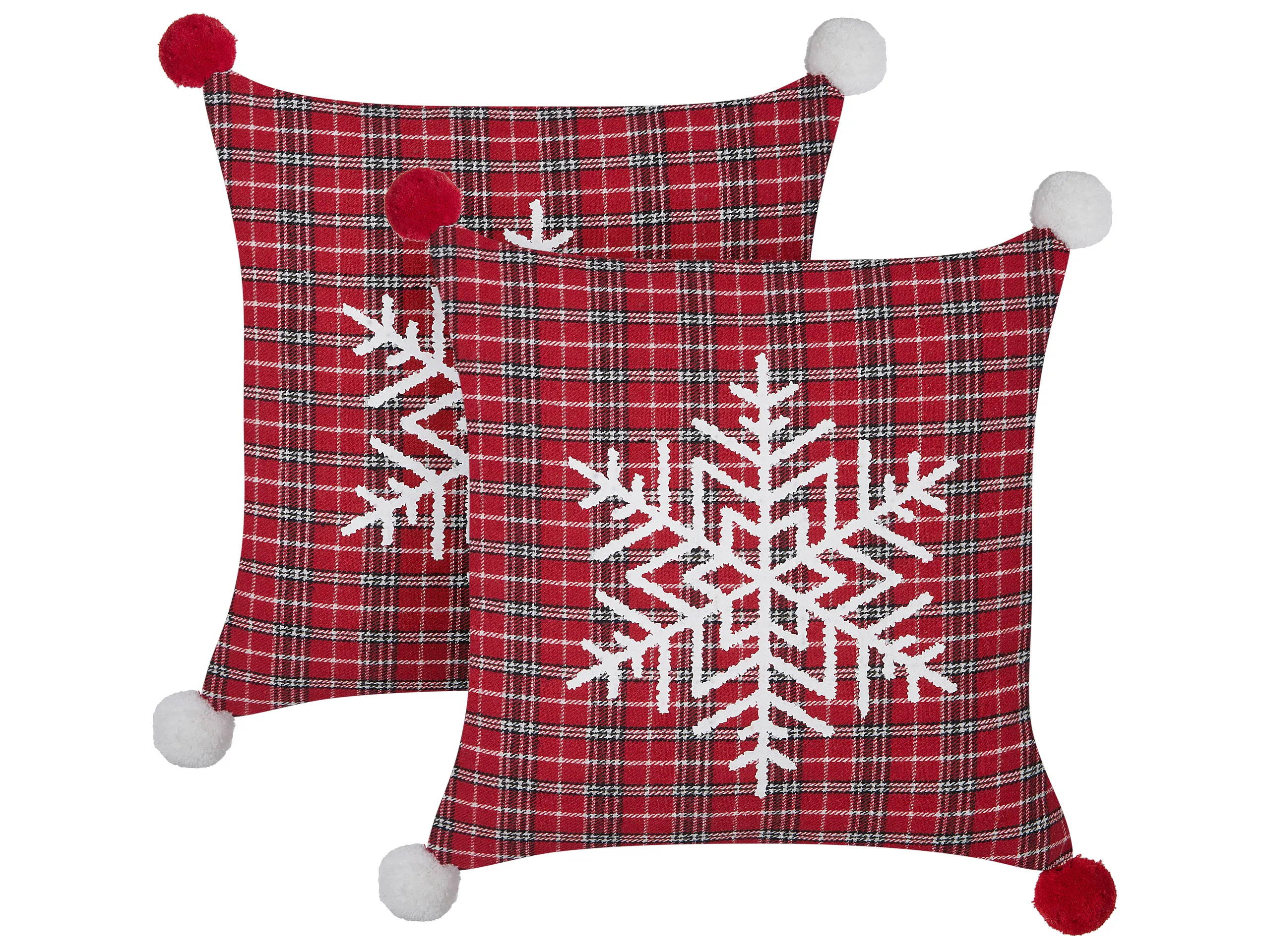 Conjunto de 2 cojines decorativos LONICERA 45 x 45 cm Rojo Patrón navideño