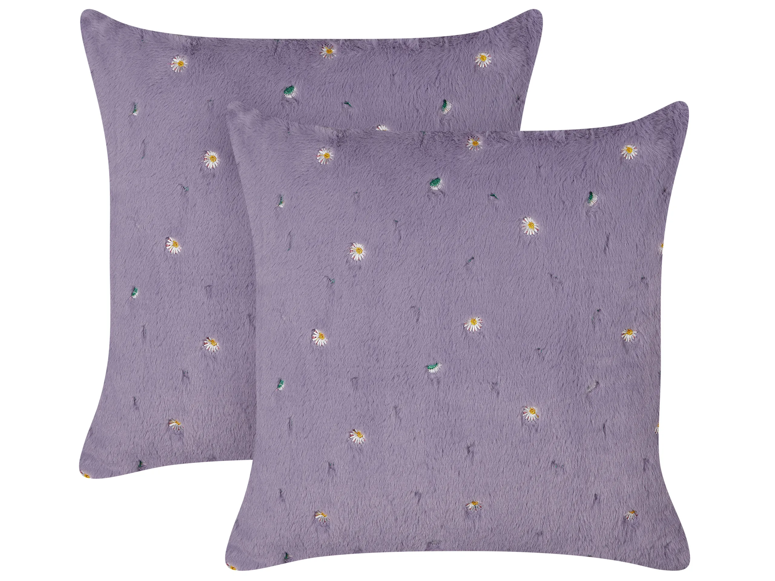 Conjunto de 2 cojines decorativos LAVATERA 45 x 45 cm Violeta Patrón floral