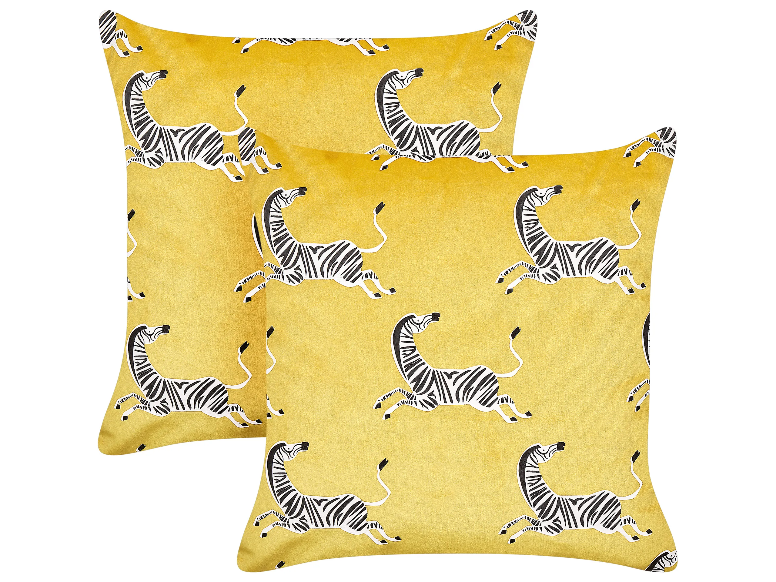 Conjunto de 2 cojines decorativos ACONITUM Terciopelo 45 x 45 cm Amarillo Patrón animal