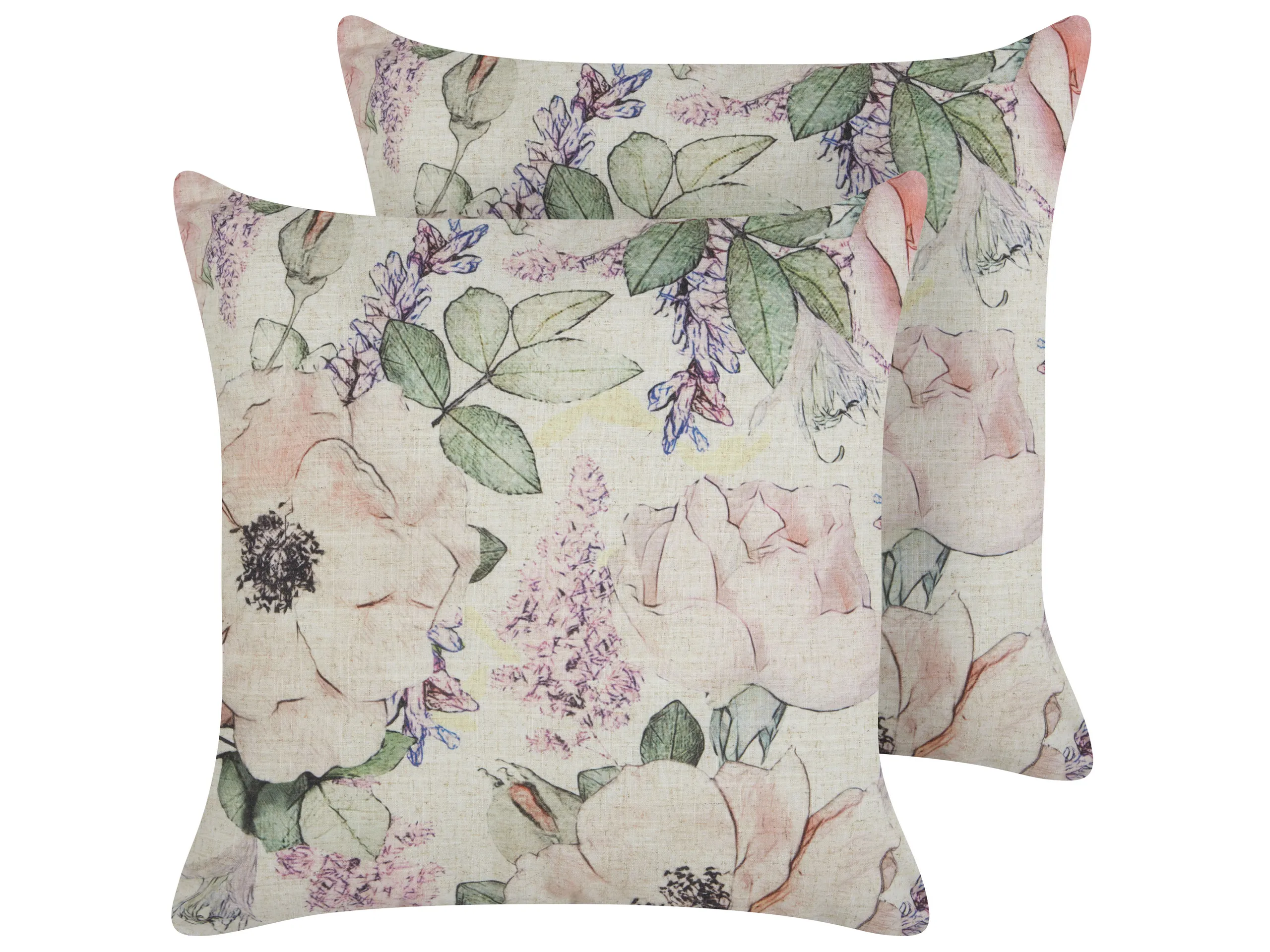 Conjunto de 2 cojines decorativos ZAHRIYE 45 x 45 cm Violeta Patrón floral