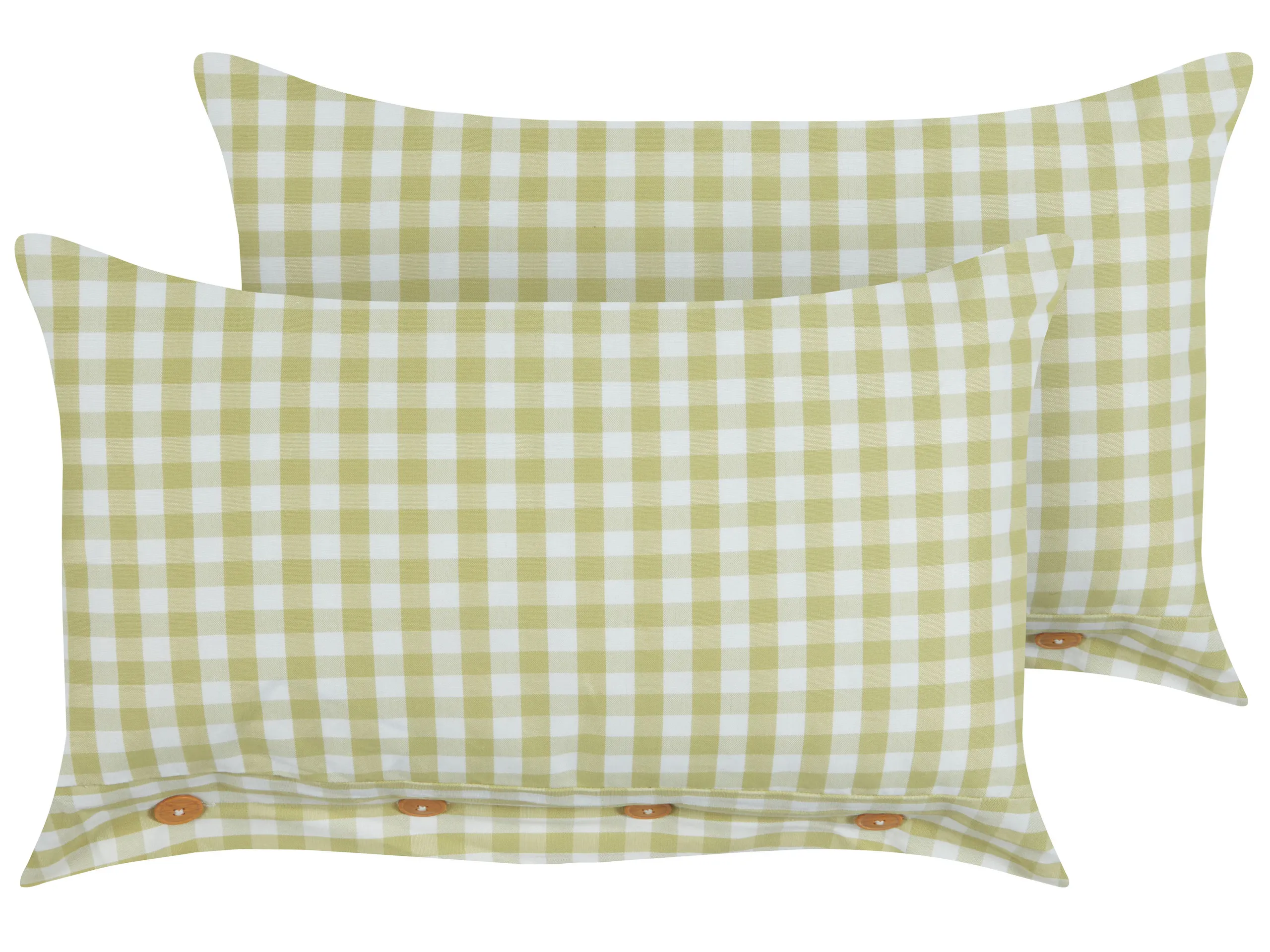 Conjunto de 2 cojines decorativos TALYA 40 x 60 cm Verde oliva A cuadros