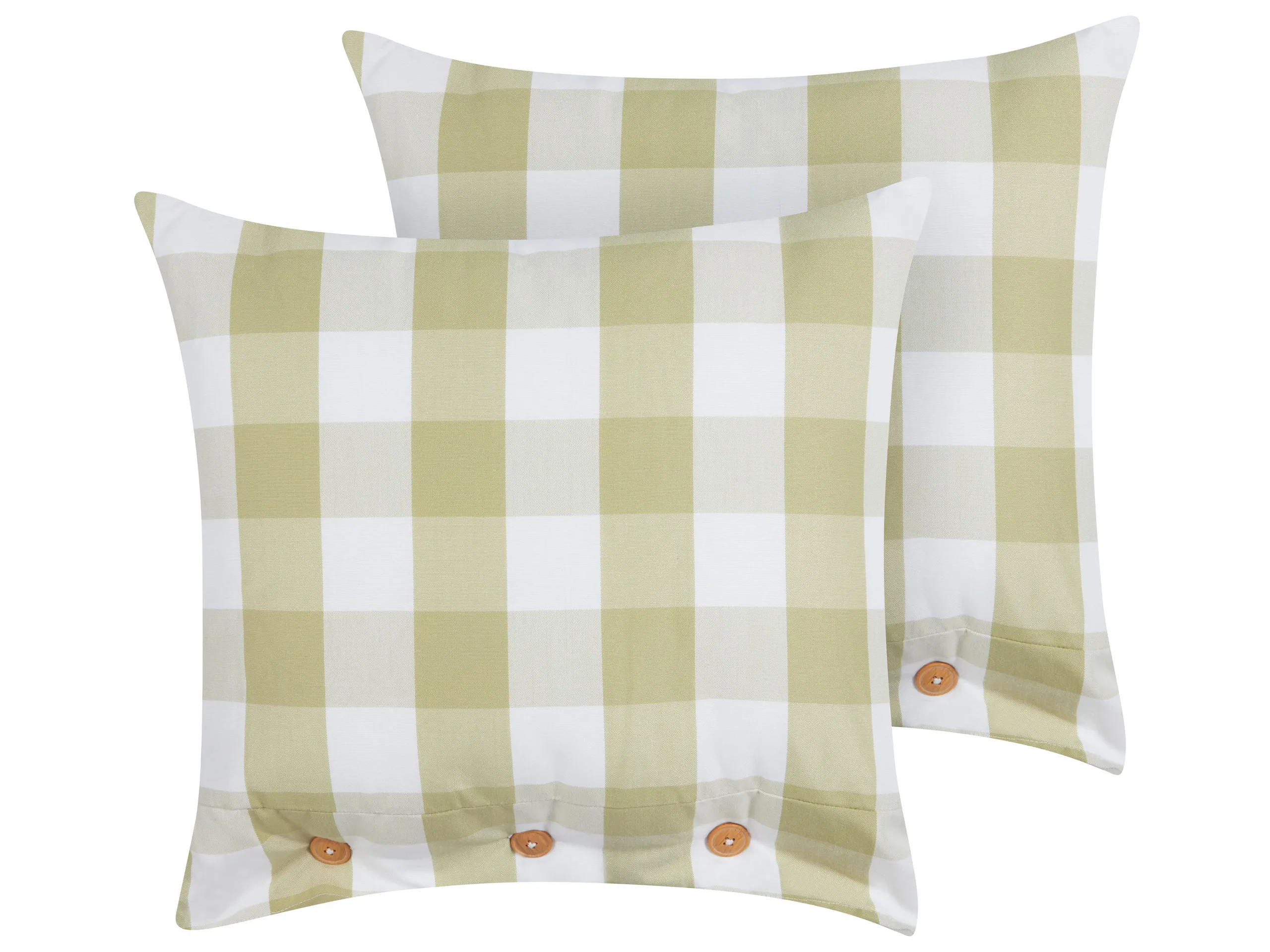 Conjunto de 2 cojines decorativos TAMNINE 45 x 45 cm Verde claro A cuadros
