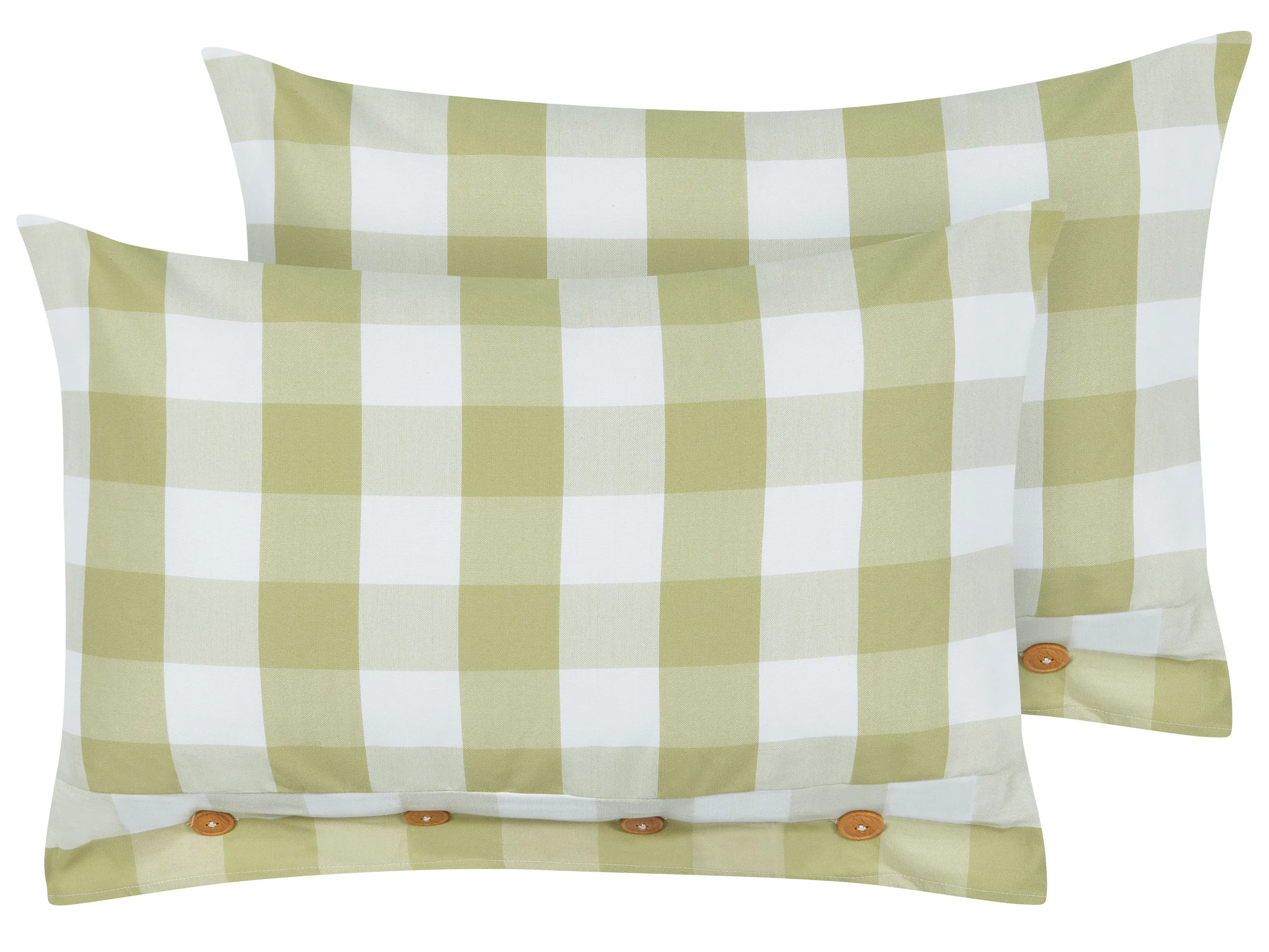 Conjunto de 2 cojines decorativos TAMNINE 40 x 60 cm Verde claro A cuadros