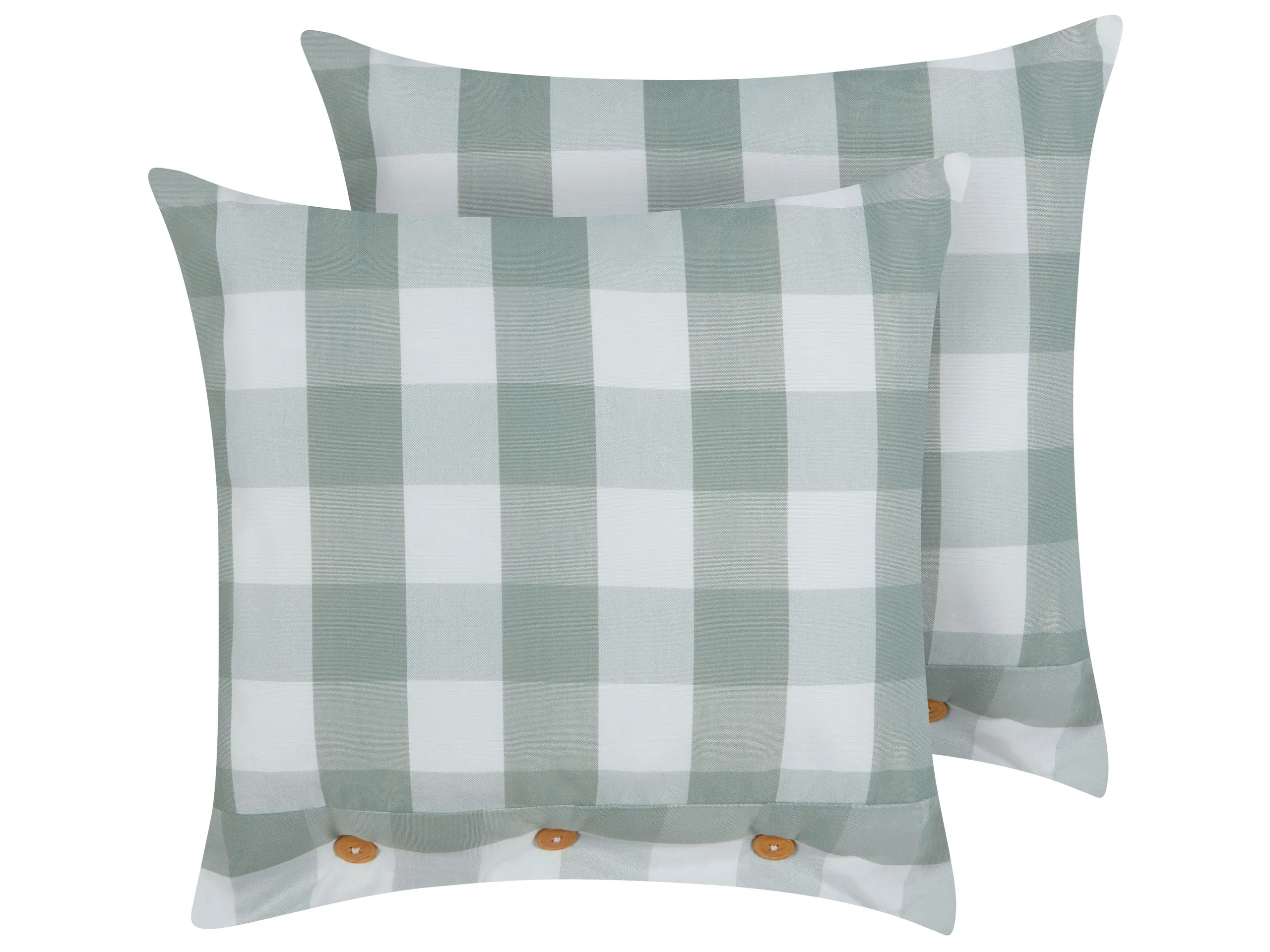 Conjunto de 2 cojines decorativos TAMNINE 45 x 45 cm Verde menta A cuadros