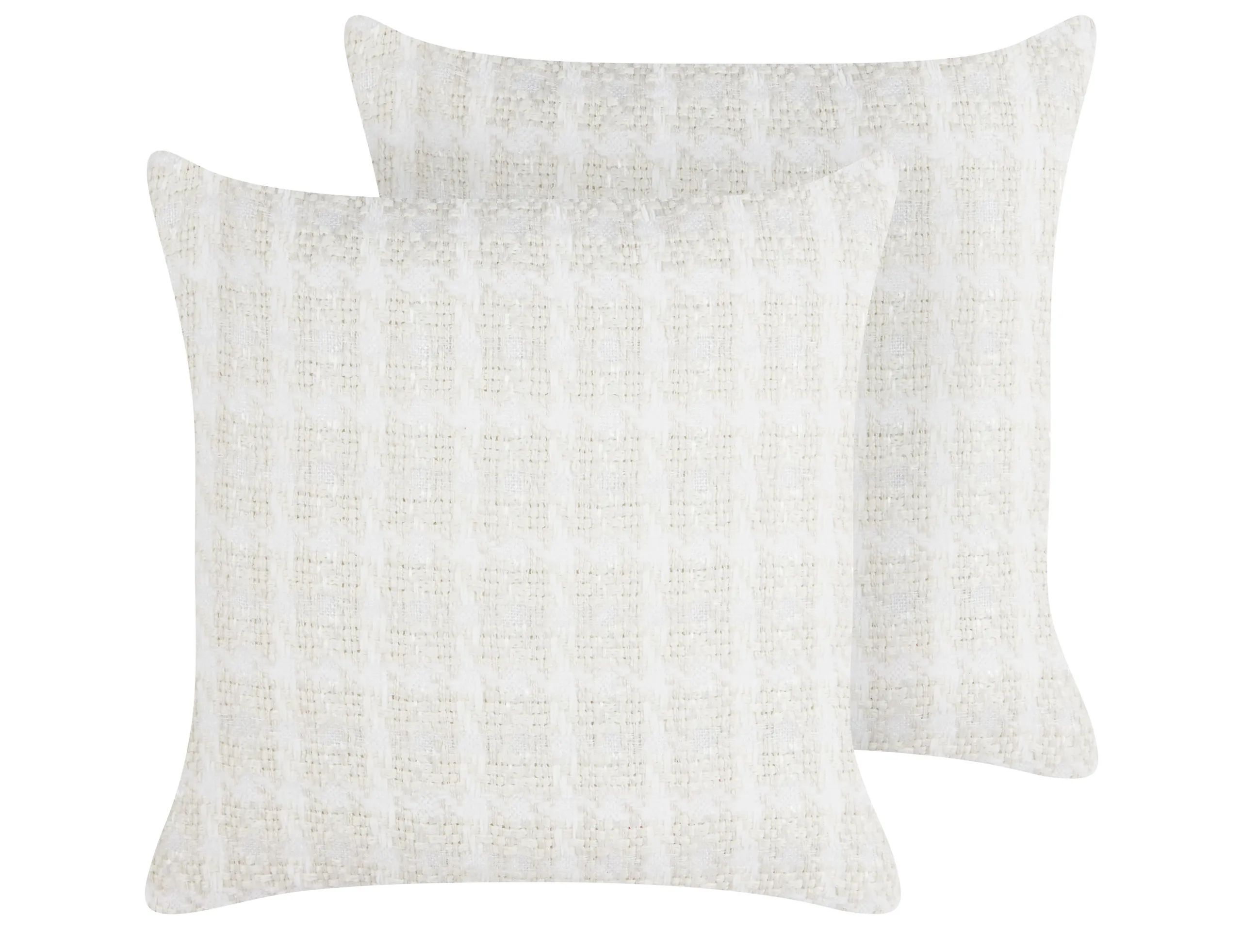 Conjunto de 2 cojines decorativos DOURIS 45 x 45 cm Beige claro A cuadros