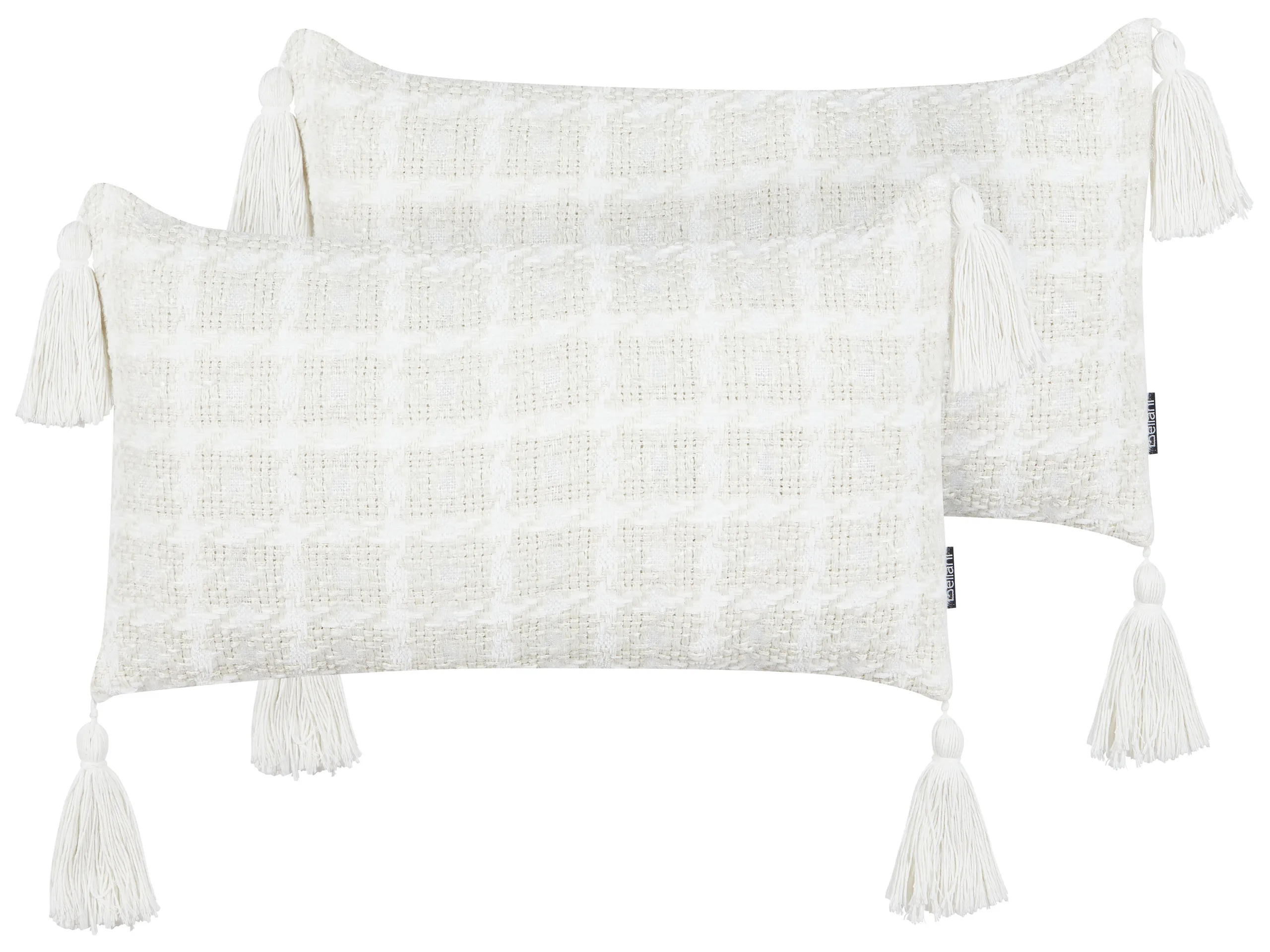 Conjunto de 2 cojines decorativos DOURIS 30 x 60 cm Beige claro A cuadros