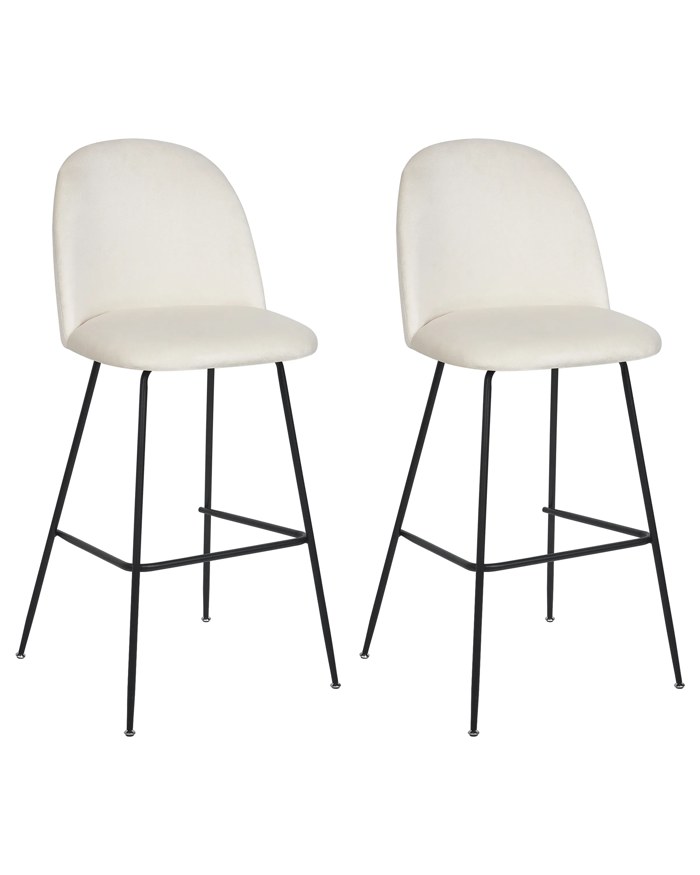 Conjunto de 2 sillas de bar ARCOLA Terciopelo Blanco crema