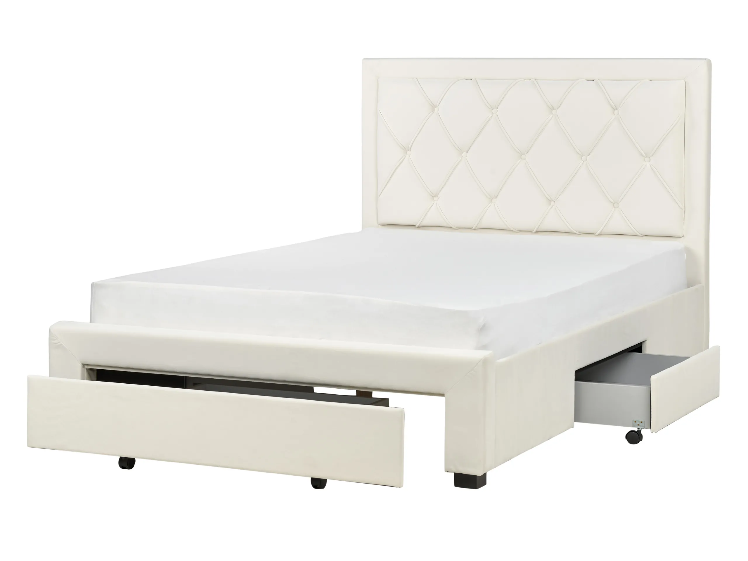 Cama con cajones Terciopelo LIEVIN 140 x 200 cm Beige claro