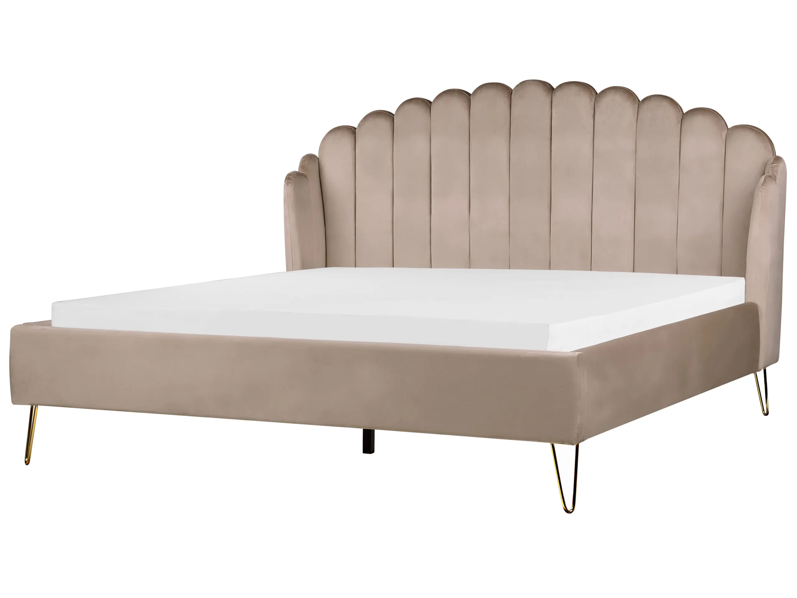 Cama Terciopelo AMBILLOU 180 x 200 cm Gris pardo