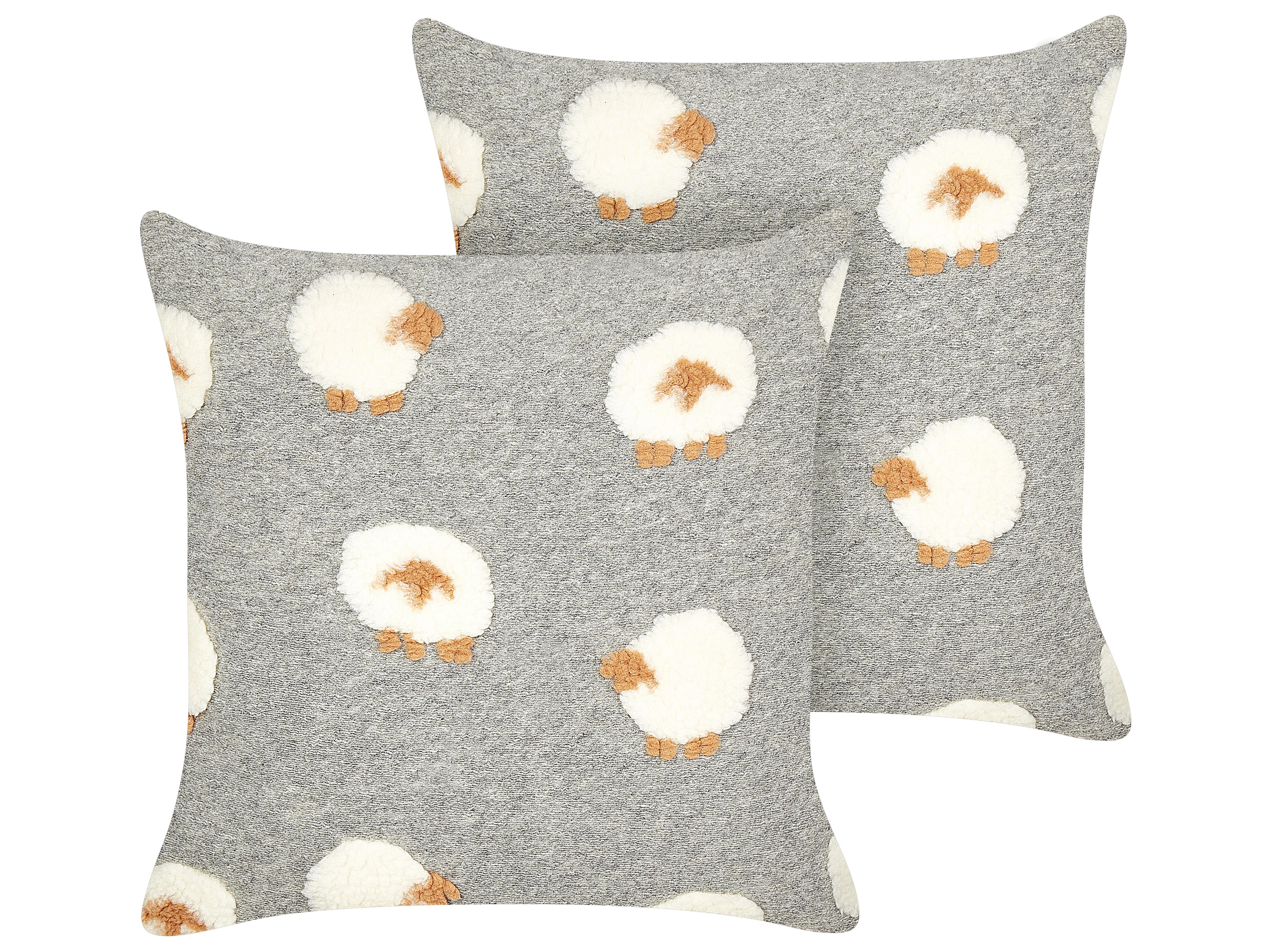 Conjunto de 2 cojines decorativos EINADIA 45 x 45 cm Gris