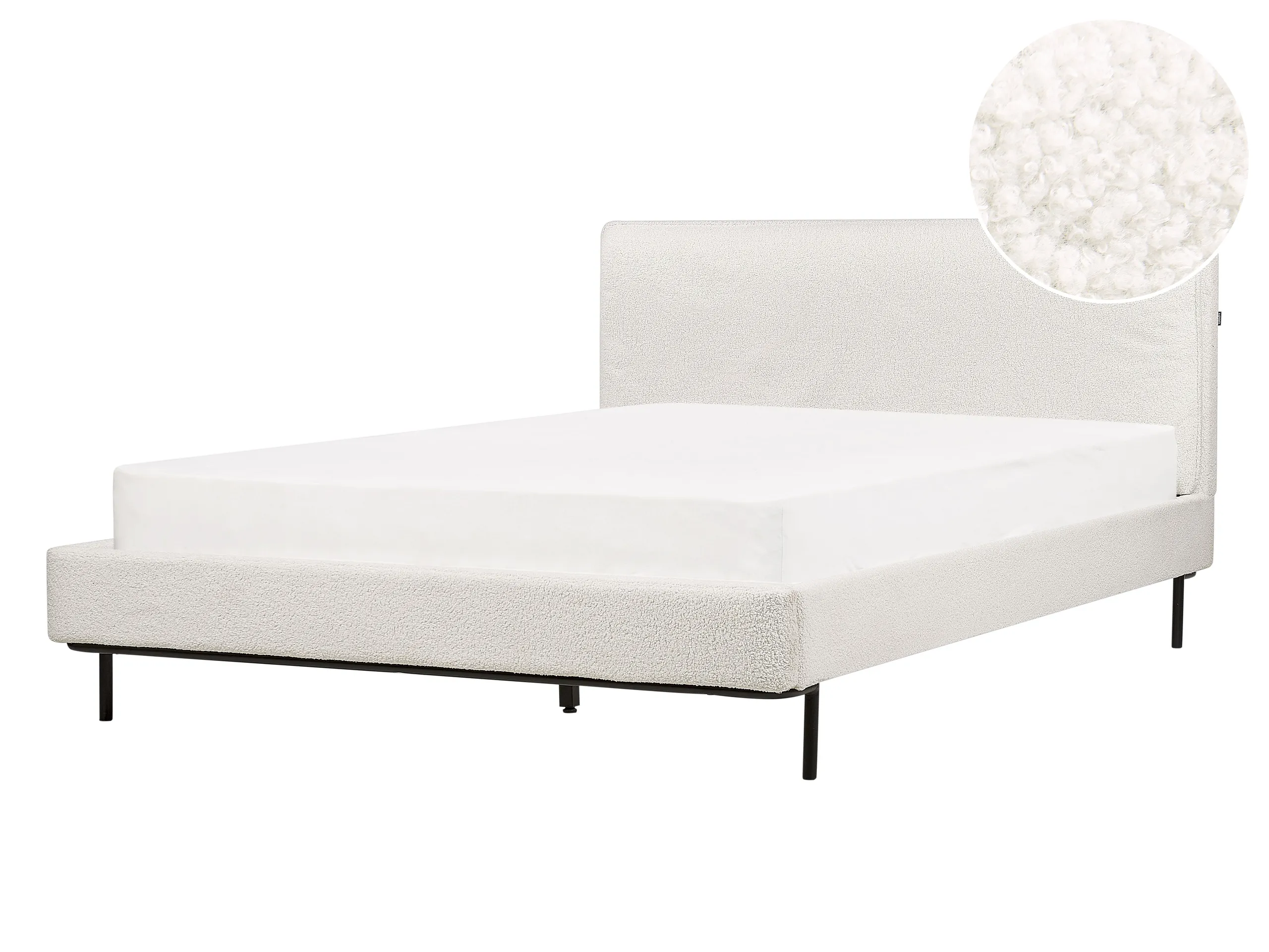 Bed Boucle CORIO 140 x 200 cm (EU Double) Off-White