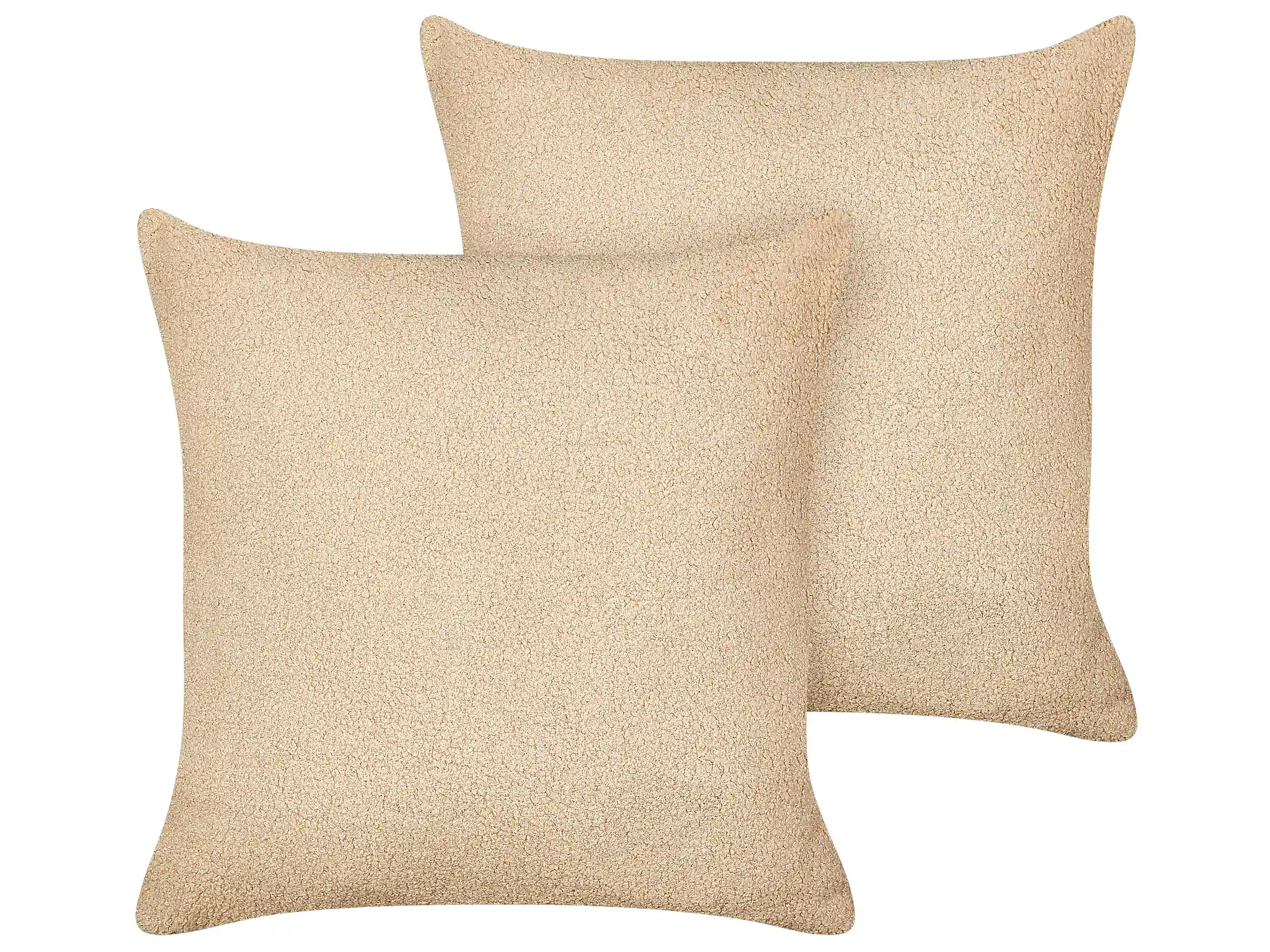 Conjunto de 2 cojines decorativos LEUZEA Bouclé 45 x 45 cm Arena Liso