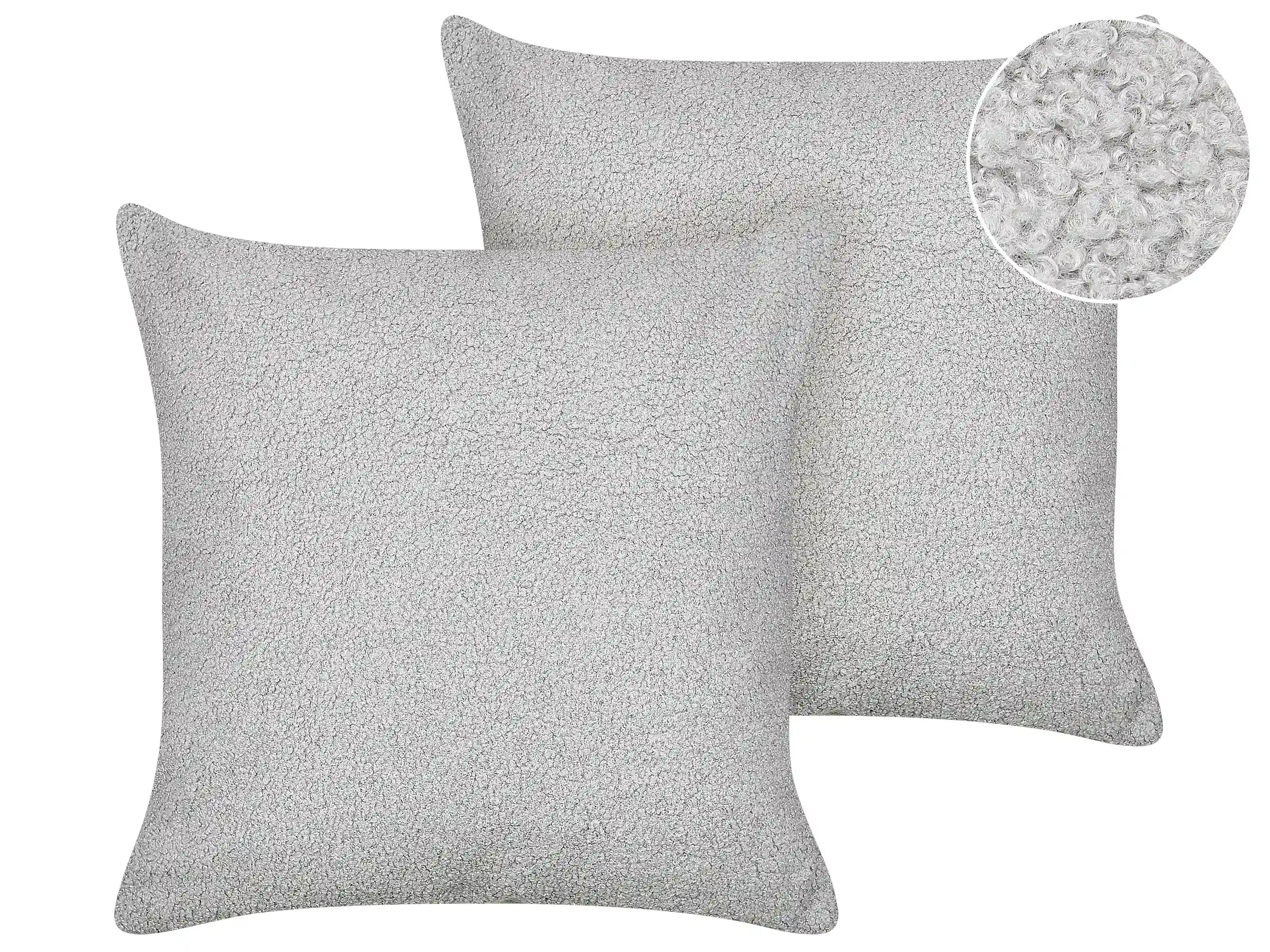 Conjunto de 2 cojines decorativos LEUZEA Bouclé 45 x 45 cm Gris Liso