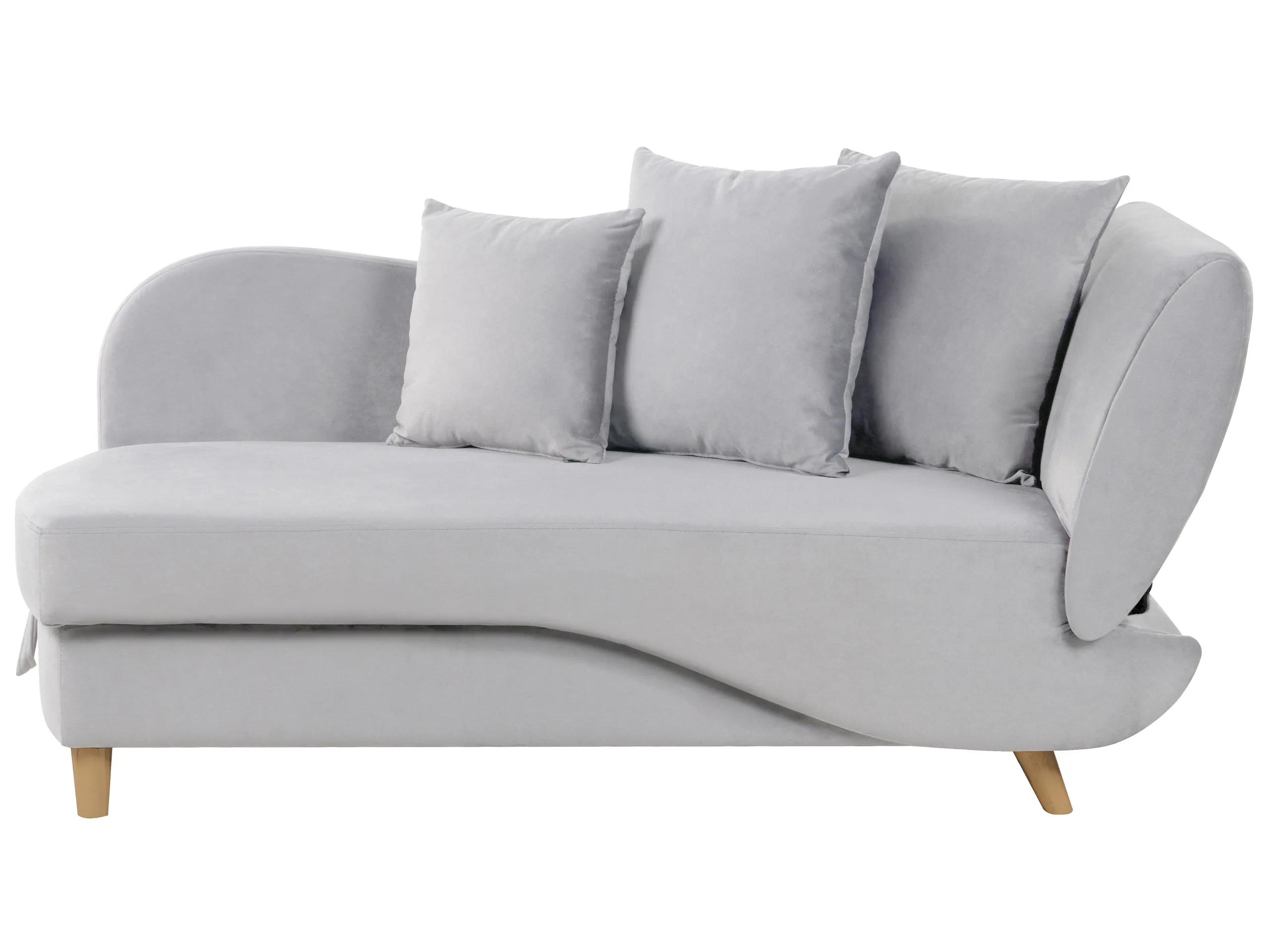 Chaise longue derecho MERI Terciopelo Gris claro con almacenaje
