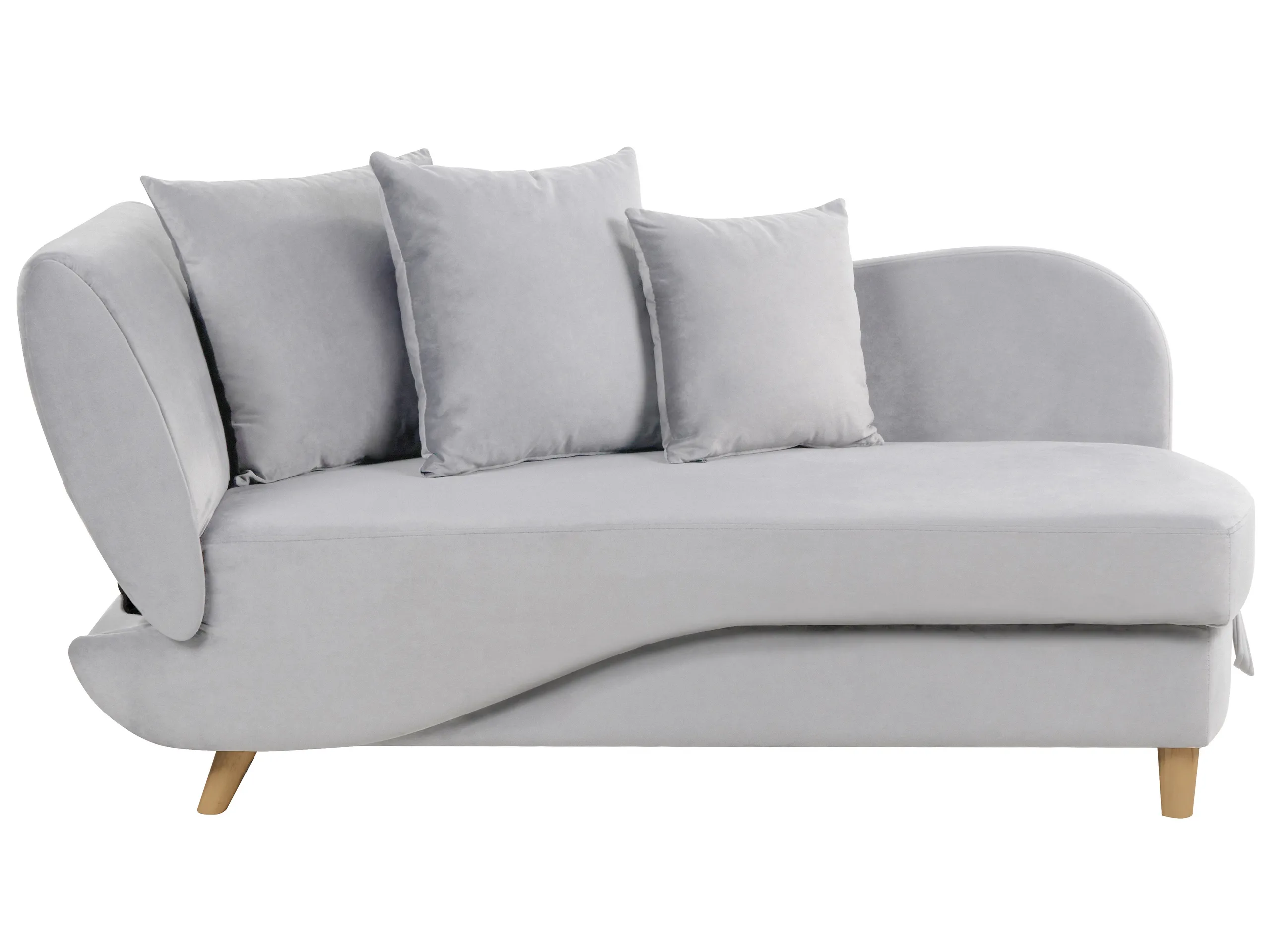 Chaise longue izquierdo MERI Terciopelo Gris claro con almacenaje