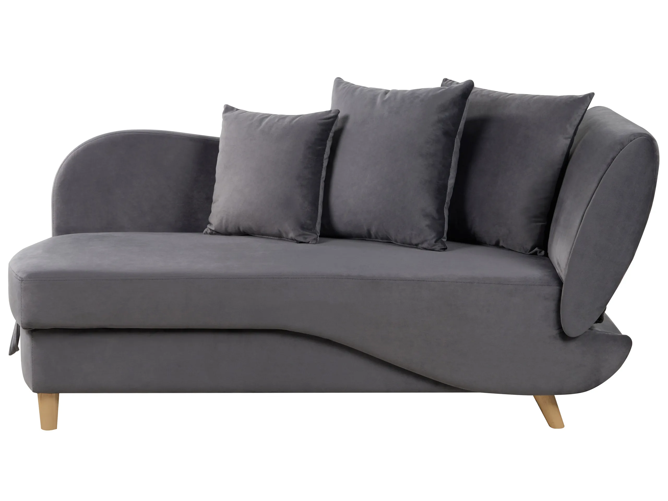 Chaise longue derecho MERI Terciopelo Gris oscuro con almacenaje