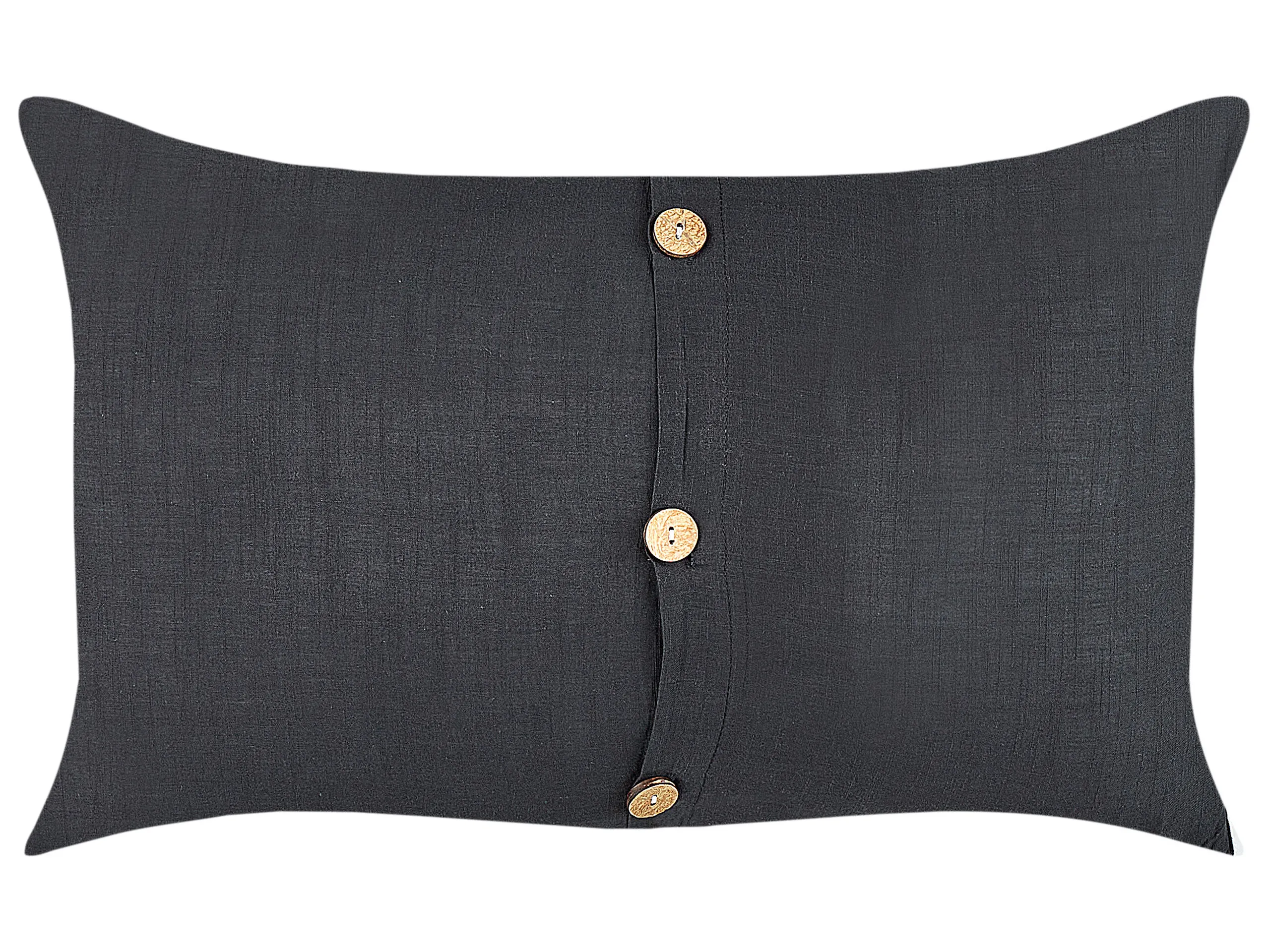 Conjunto de 2 cojines decorativos BANORI Lino 30 x 50 cm Negro Liso