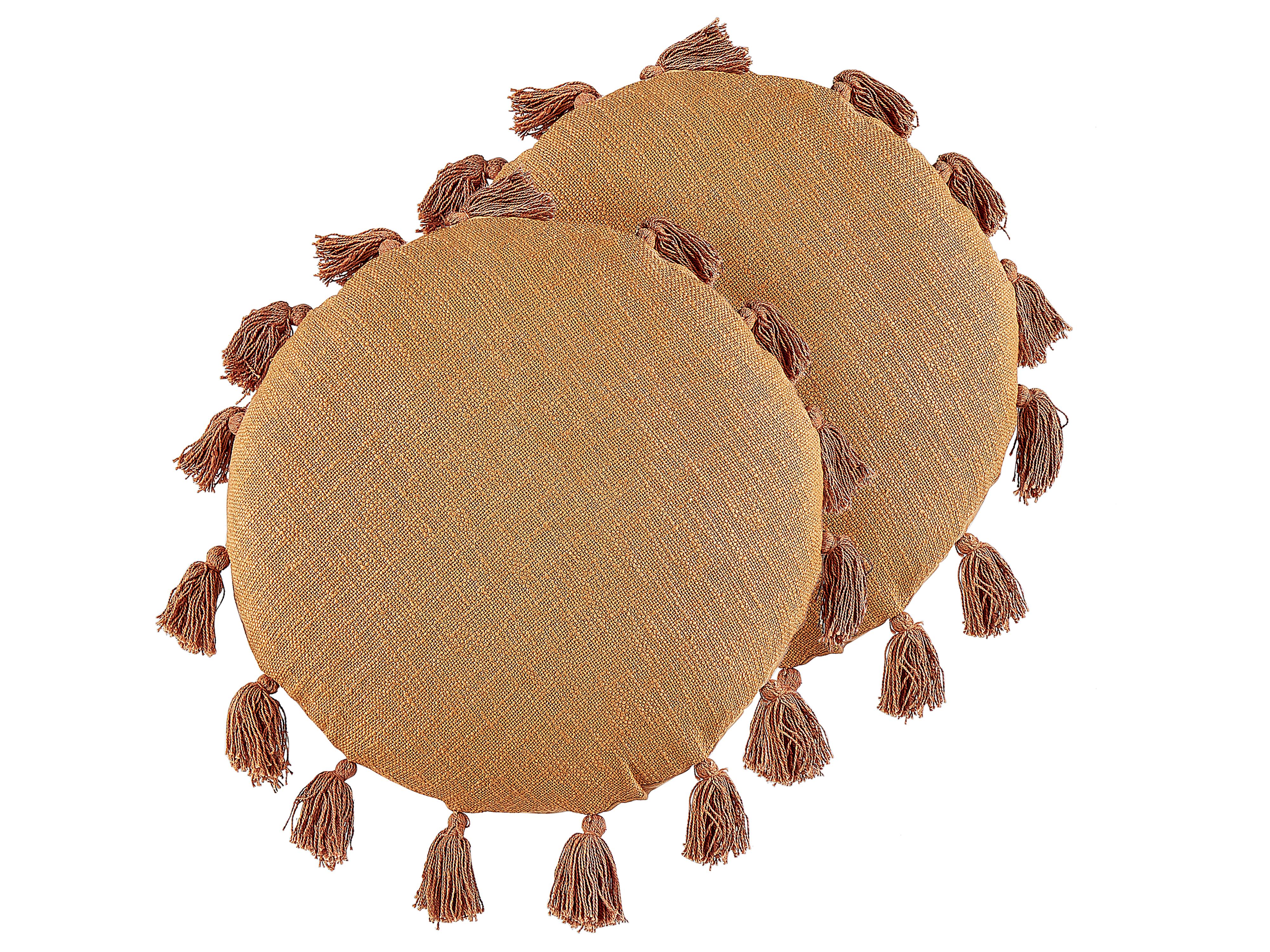 Conjunto de 2 cojines decorativos MADIA Algodón 45 x 45 cm Naranja Liso