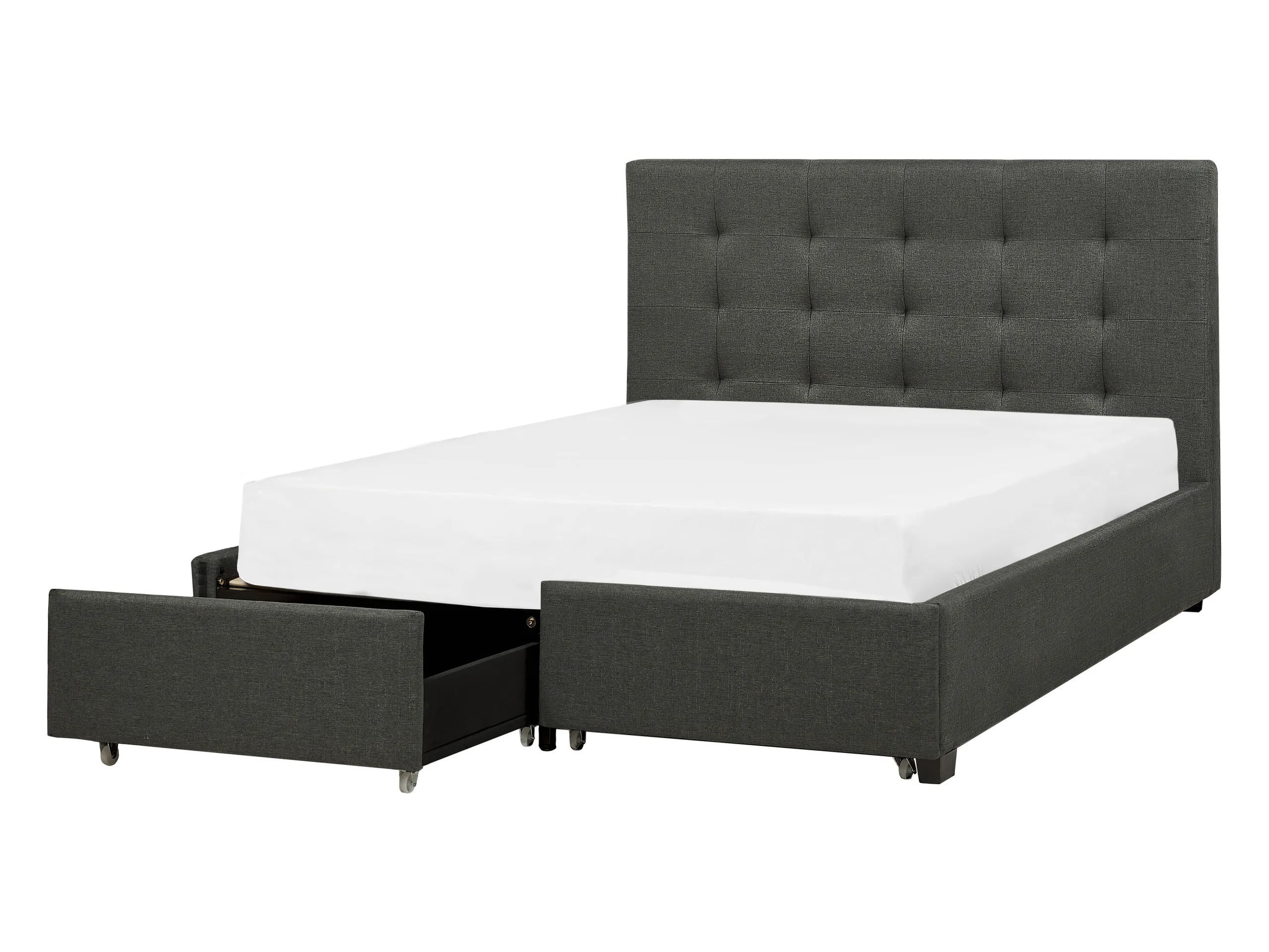 Cama con cajones Tela LA ROCHELLE 140 x 200 cm Gris oscuro
