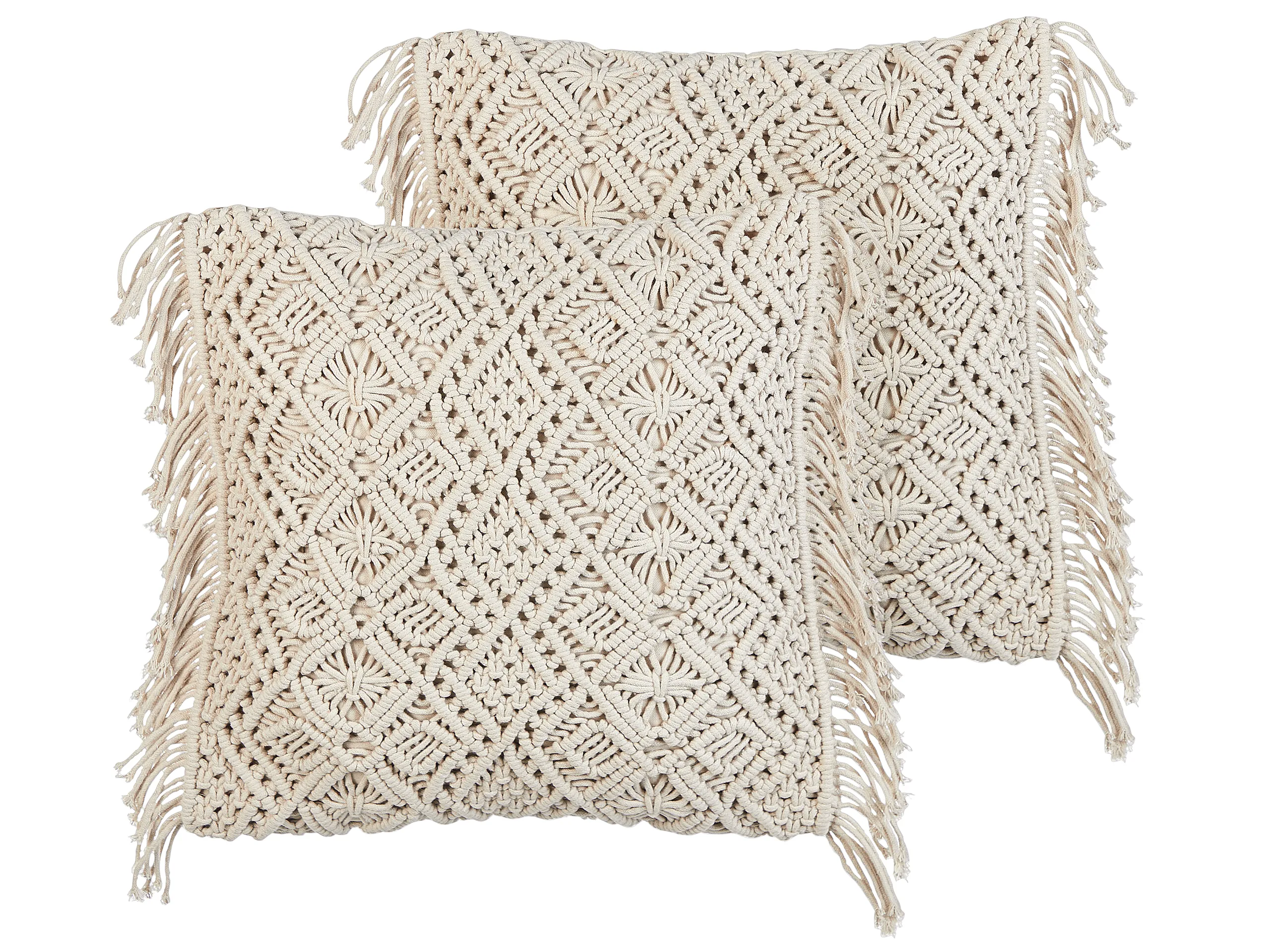Conjunto de 2 cojines decorativos PATTAN Algodón 45 x 45 cm Beige Patrón geométrico
