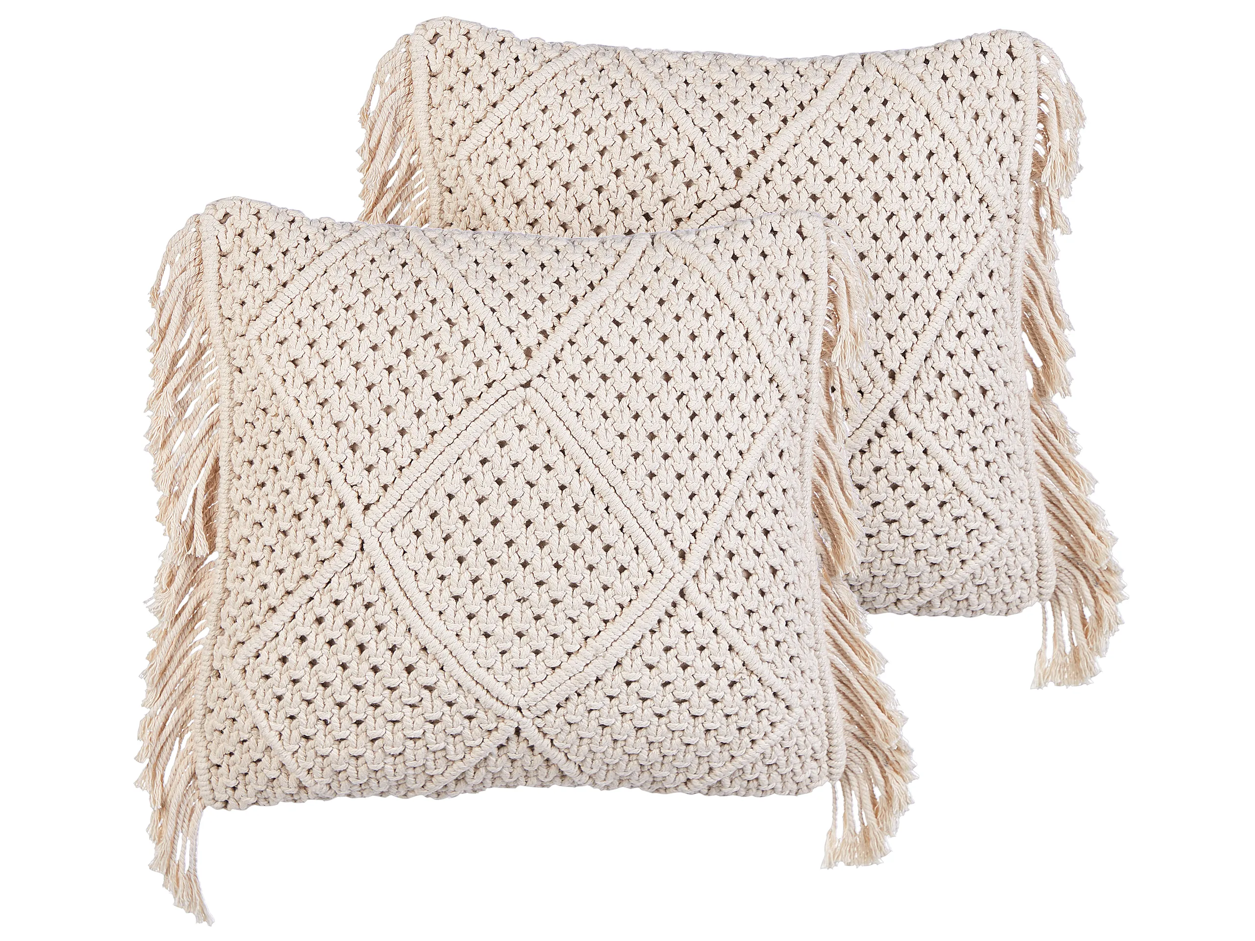 Conjunto de 2 cojines decorativos BESHAM Algodón 45 x 45 cm Beige claro Patrón geométrico