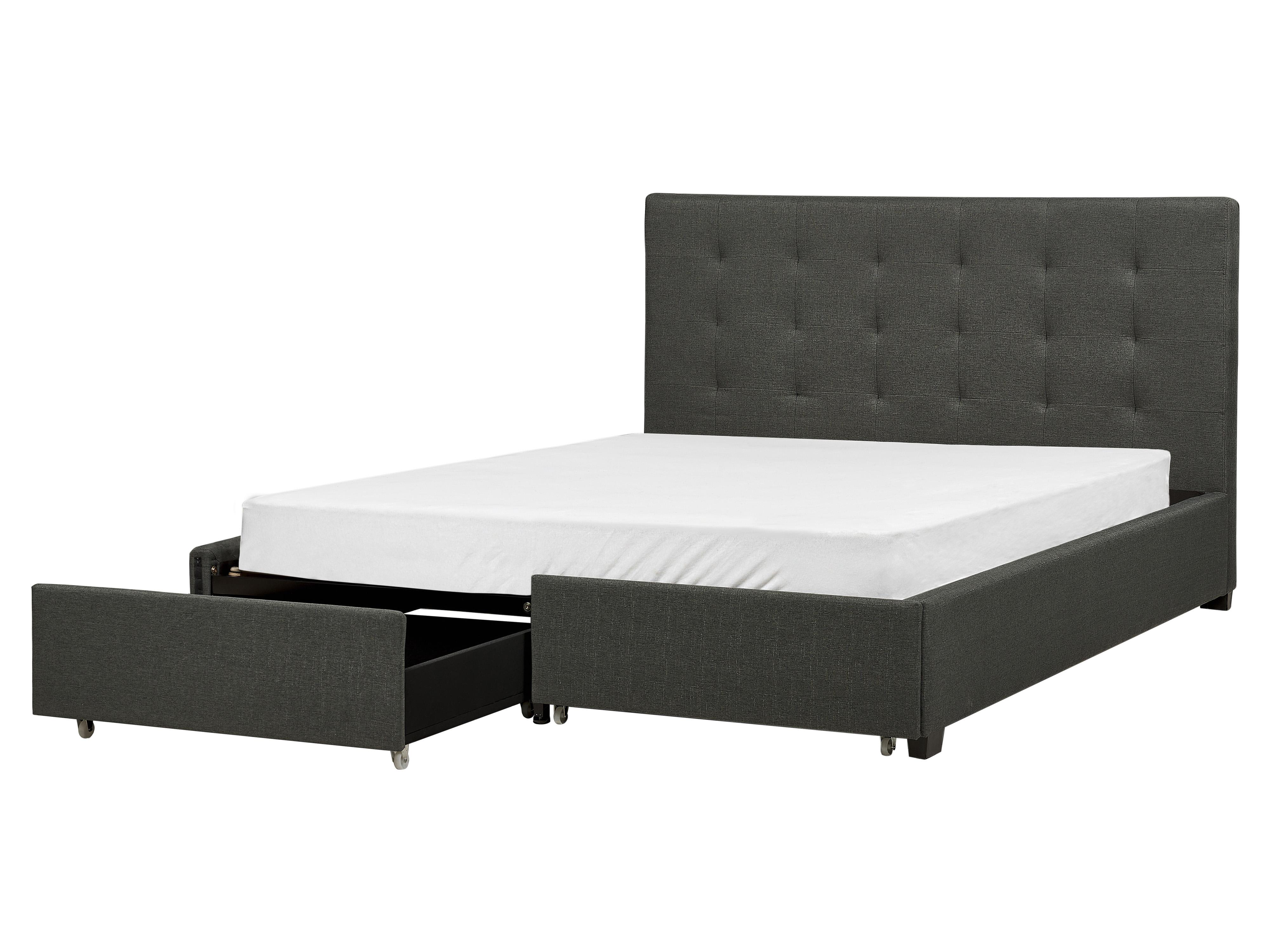 Cama con cajones Tela LA ROCHELLE 160 x 200 cm Gris oscuro