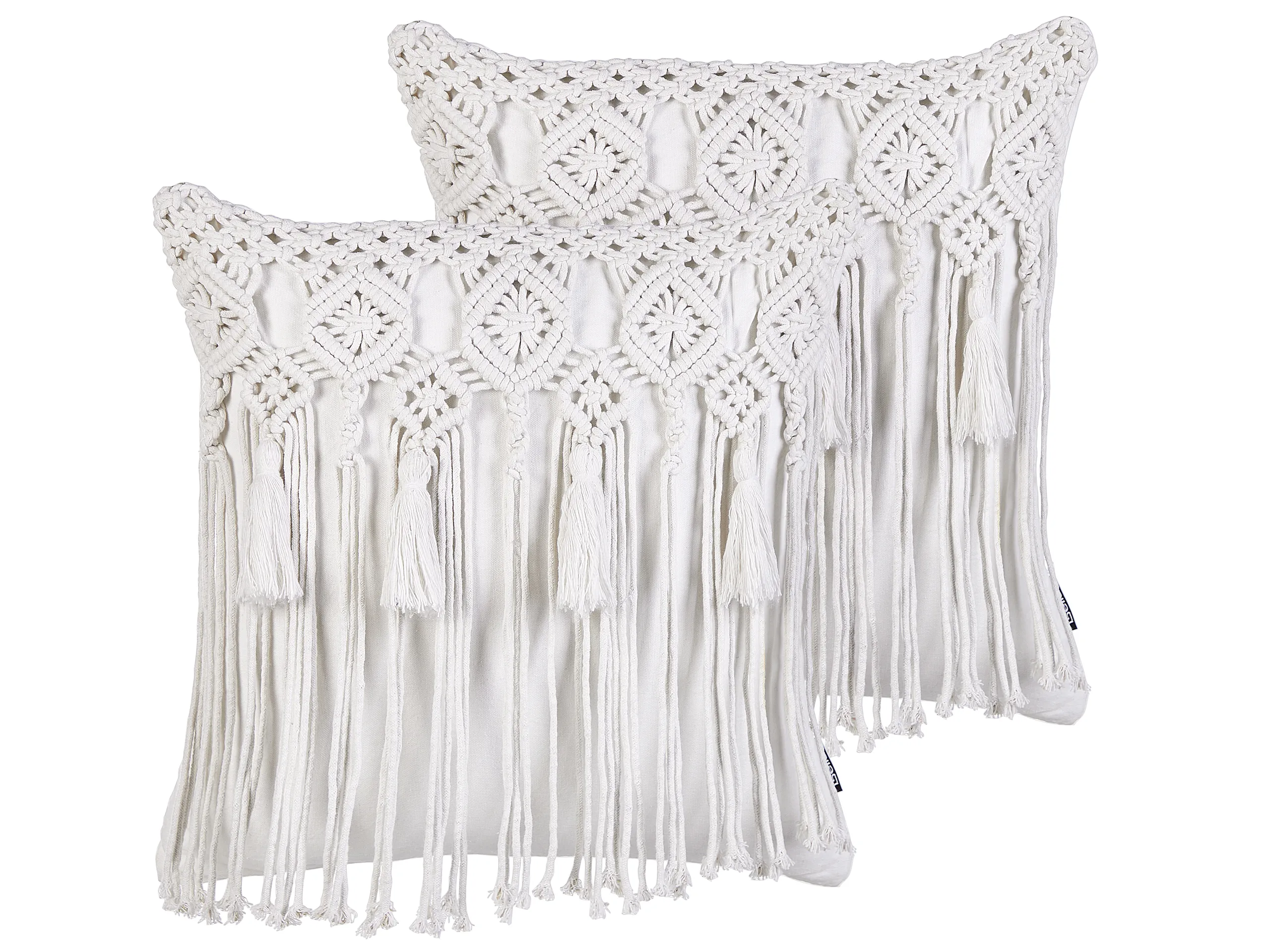 Conjunto de 2 cojines decorativos BAMIAN Algodón 45 x 45 cm Blanco crema Patrón geométrico