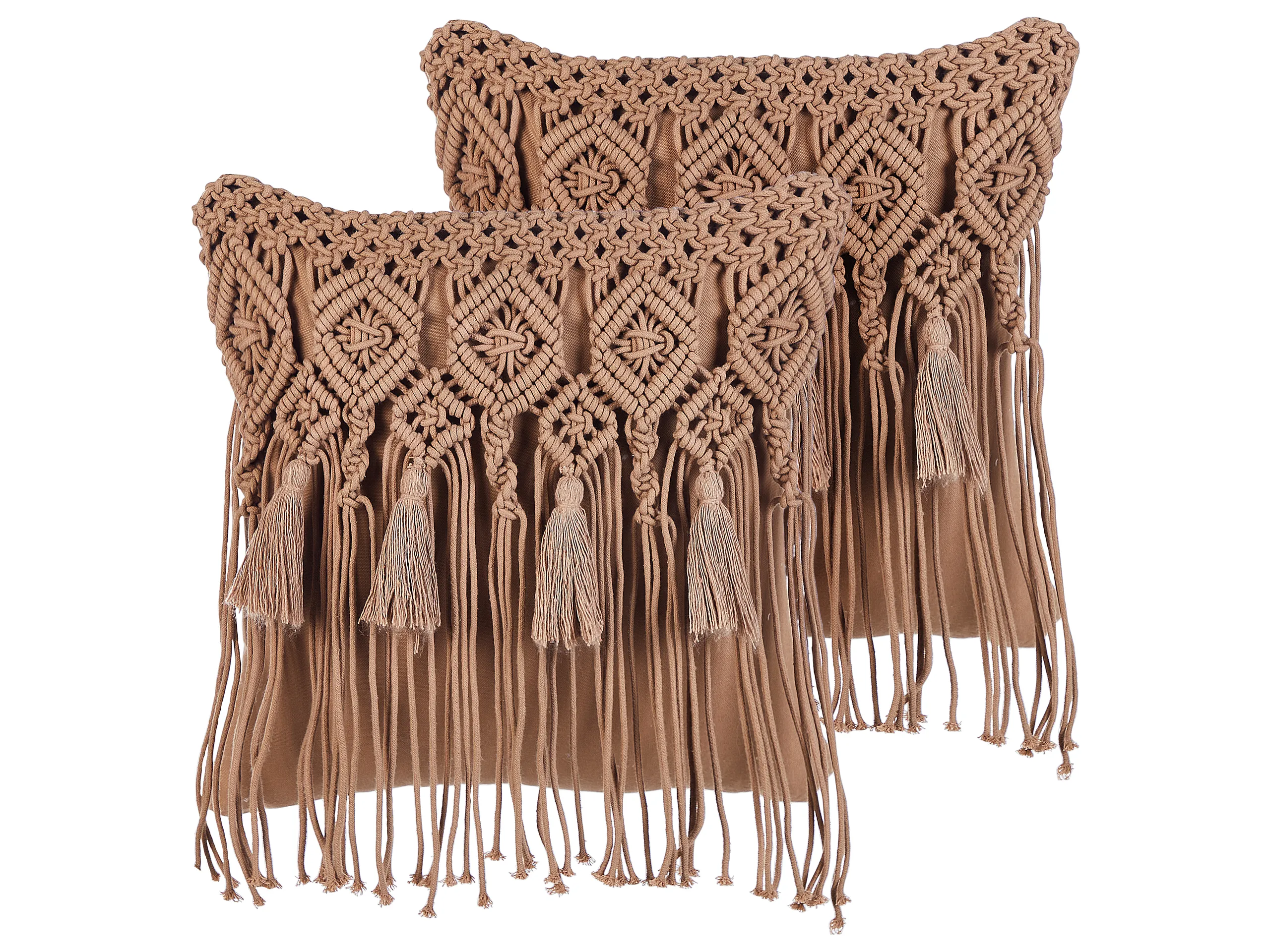 Conjunto de 2 cojines decorativos BAMIAN Algodón 45 x 45 cm Marrón claro Patrón geométrico