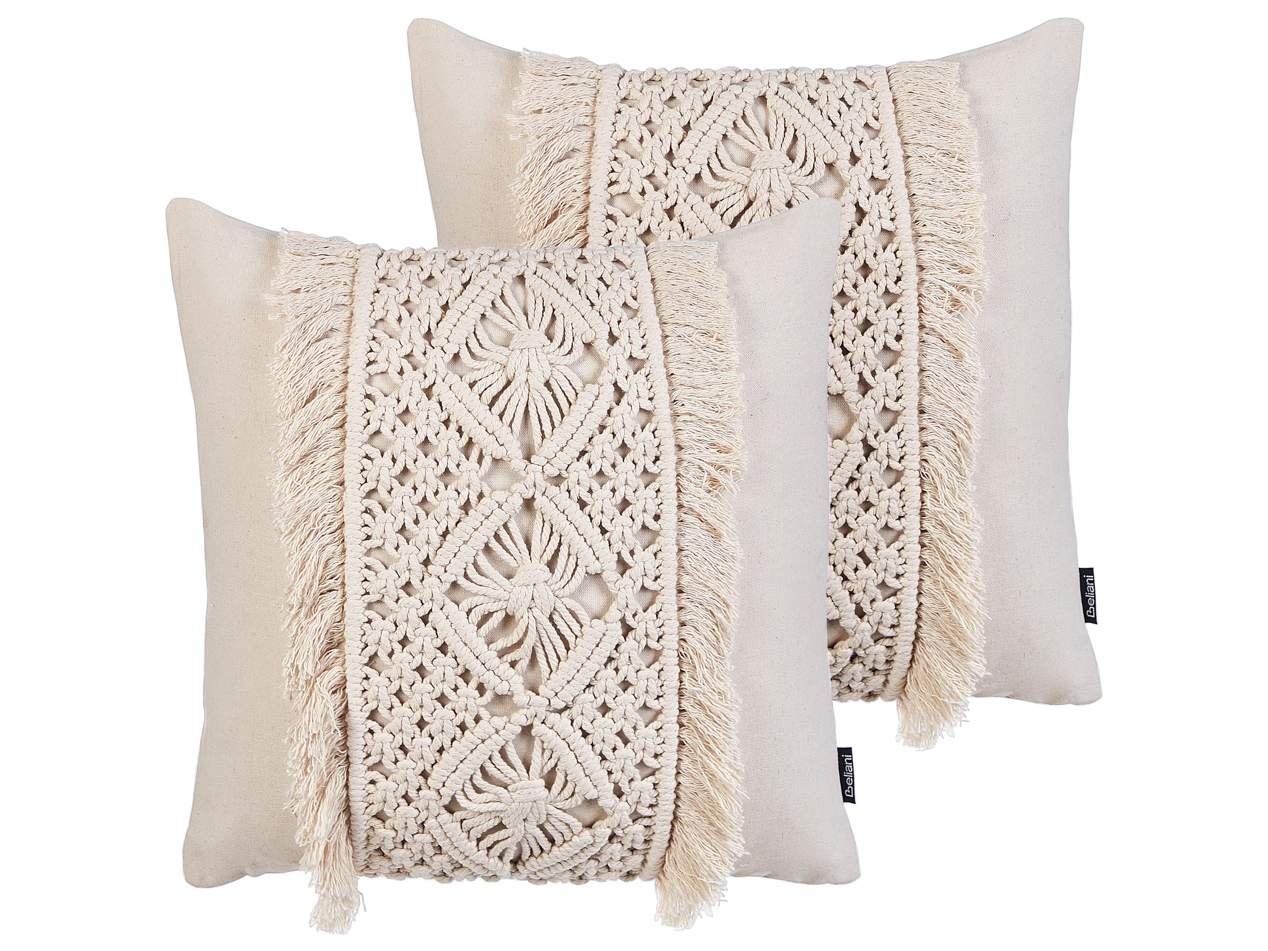 Conjunto de 2 cojines decorativos KALAM Algodón 45 x 45 cm Beige claro Patrón geométrico