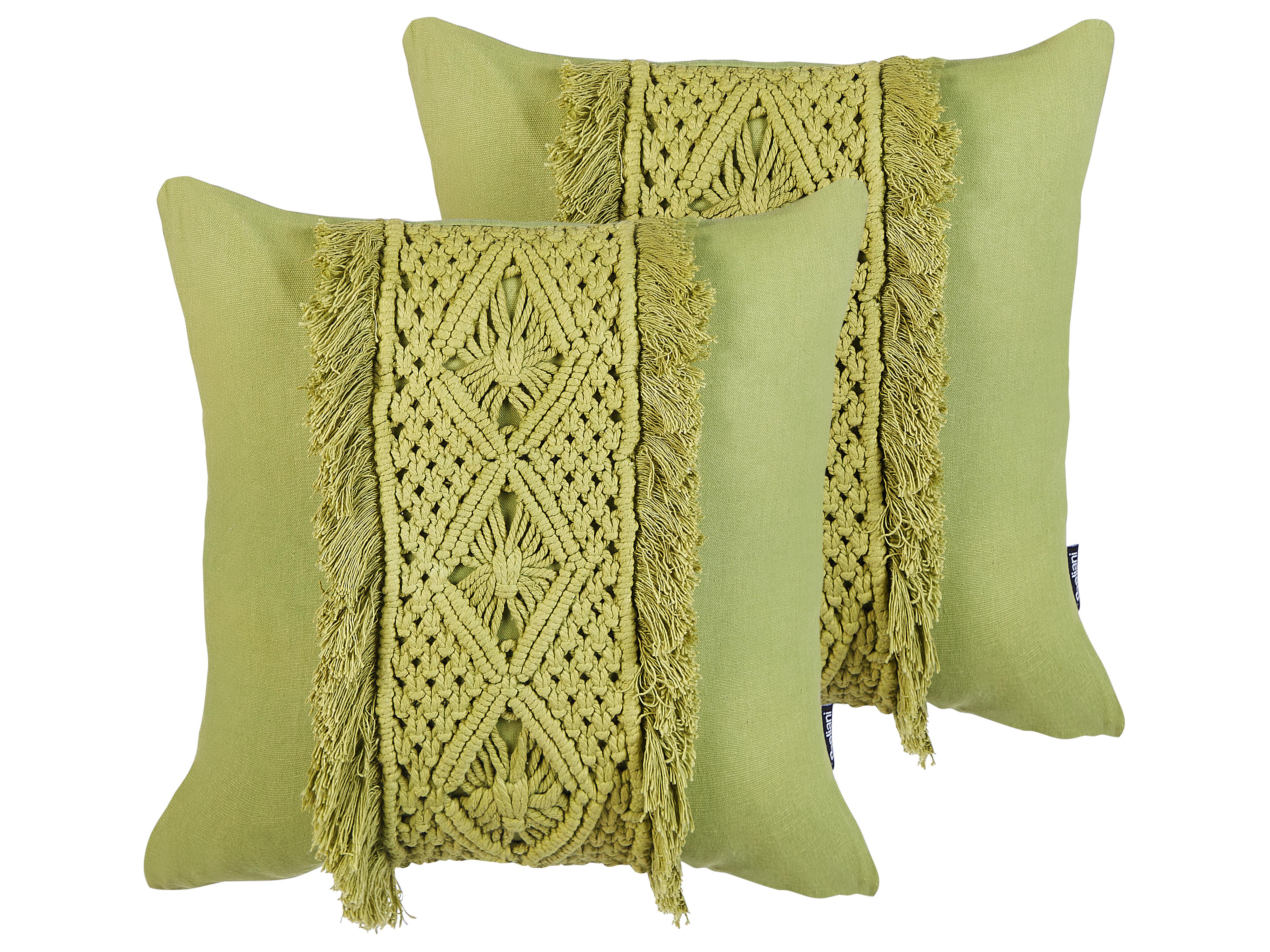 Conjunto de 2 cojines decorativos KALAM Algodón 45 x 45 cm Verde Patrón geométrico
