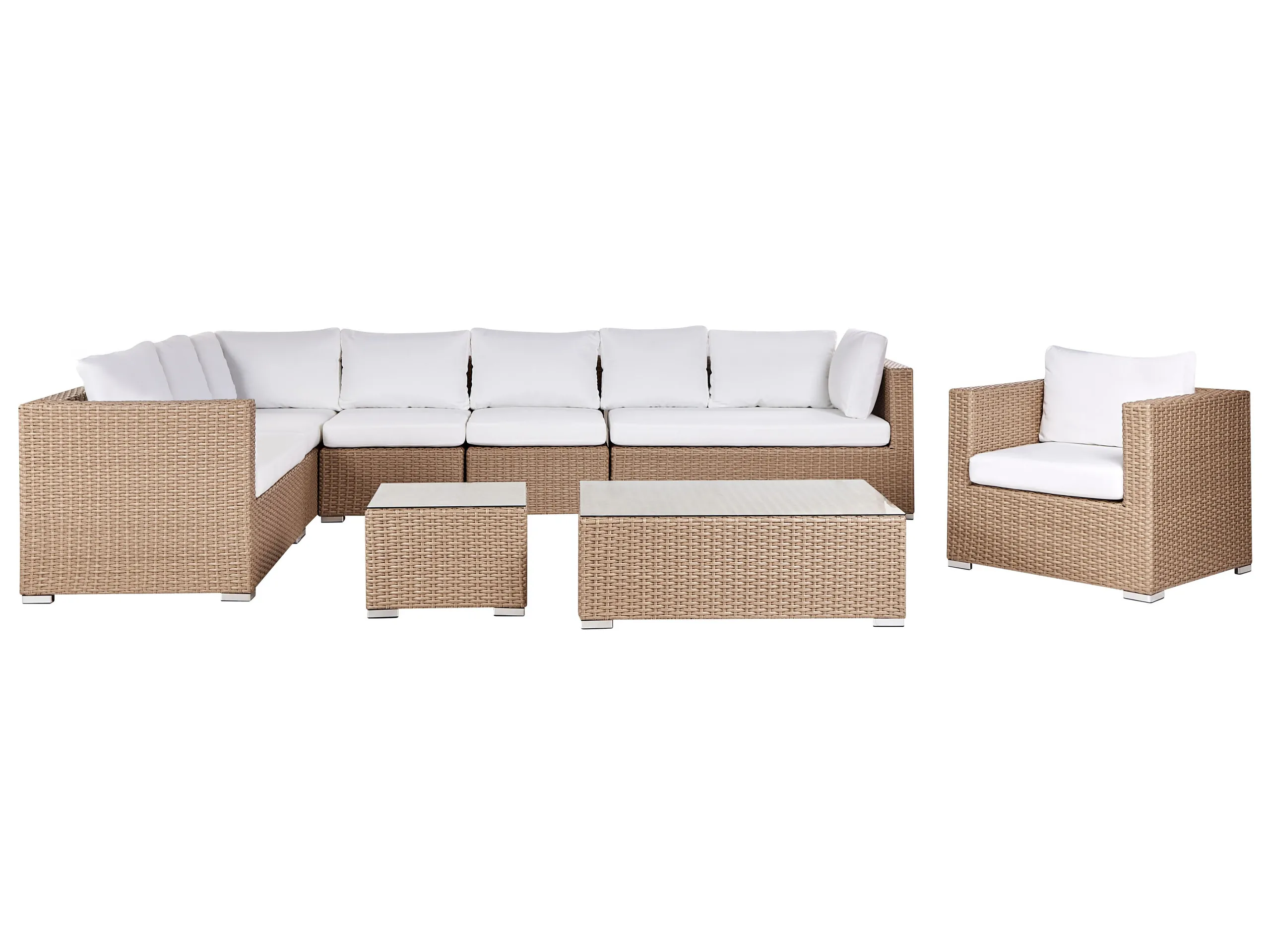 Garden Lounge Set with Table 8 Seater XXL Right Hand Modular PE Rattan Sand Beige