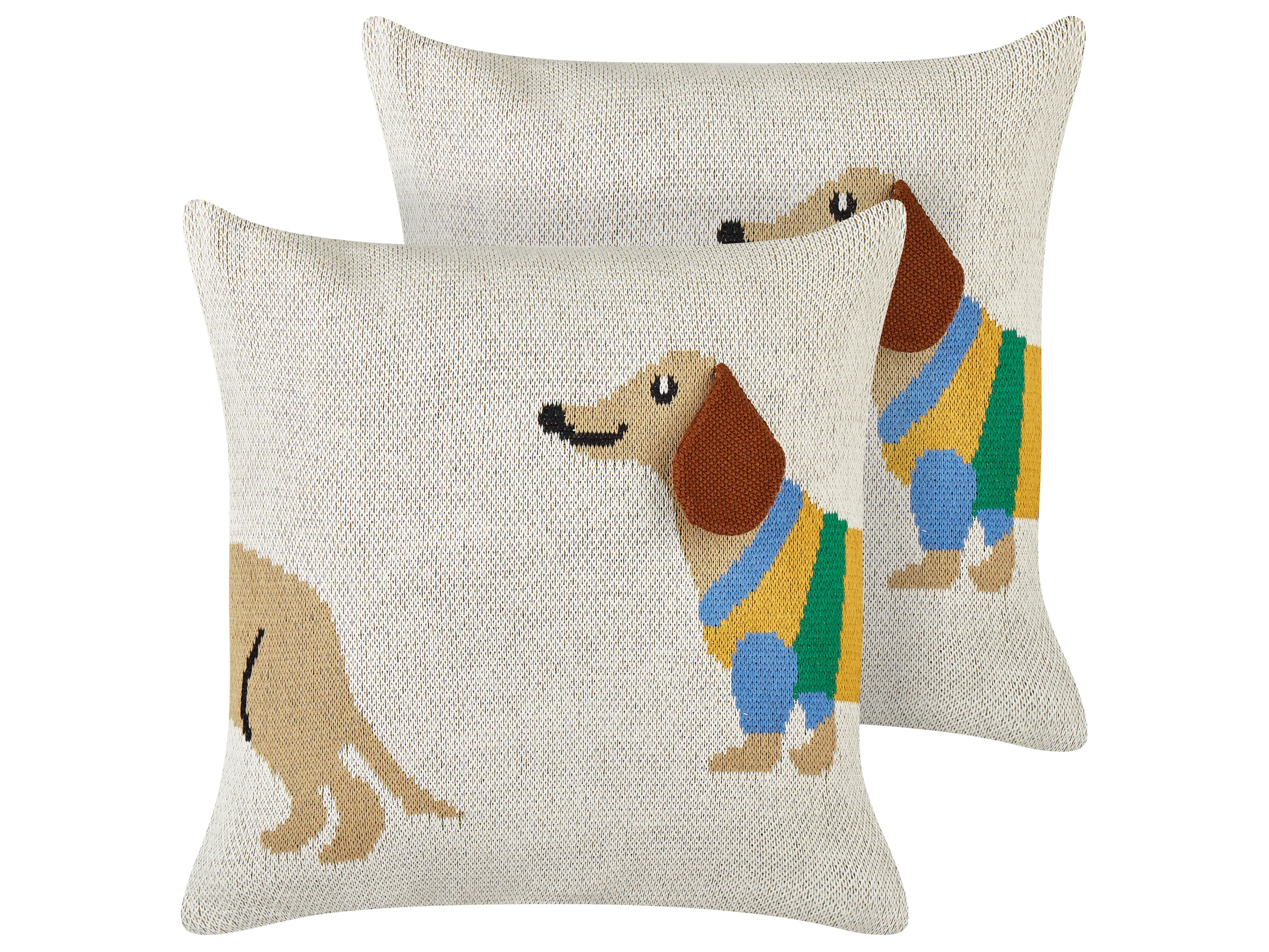 Conjunto de 2 cojines decorativos BATTAL Algodón 45 x 45 cm Beige