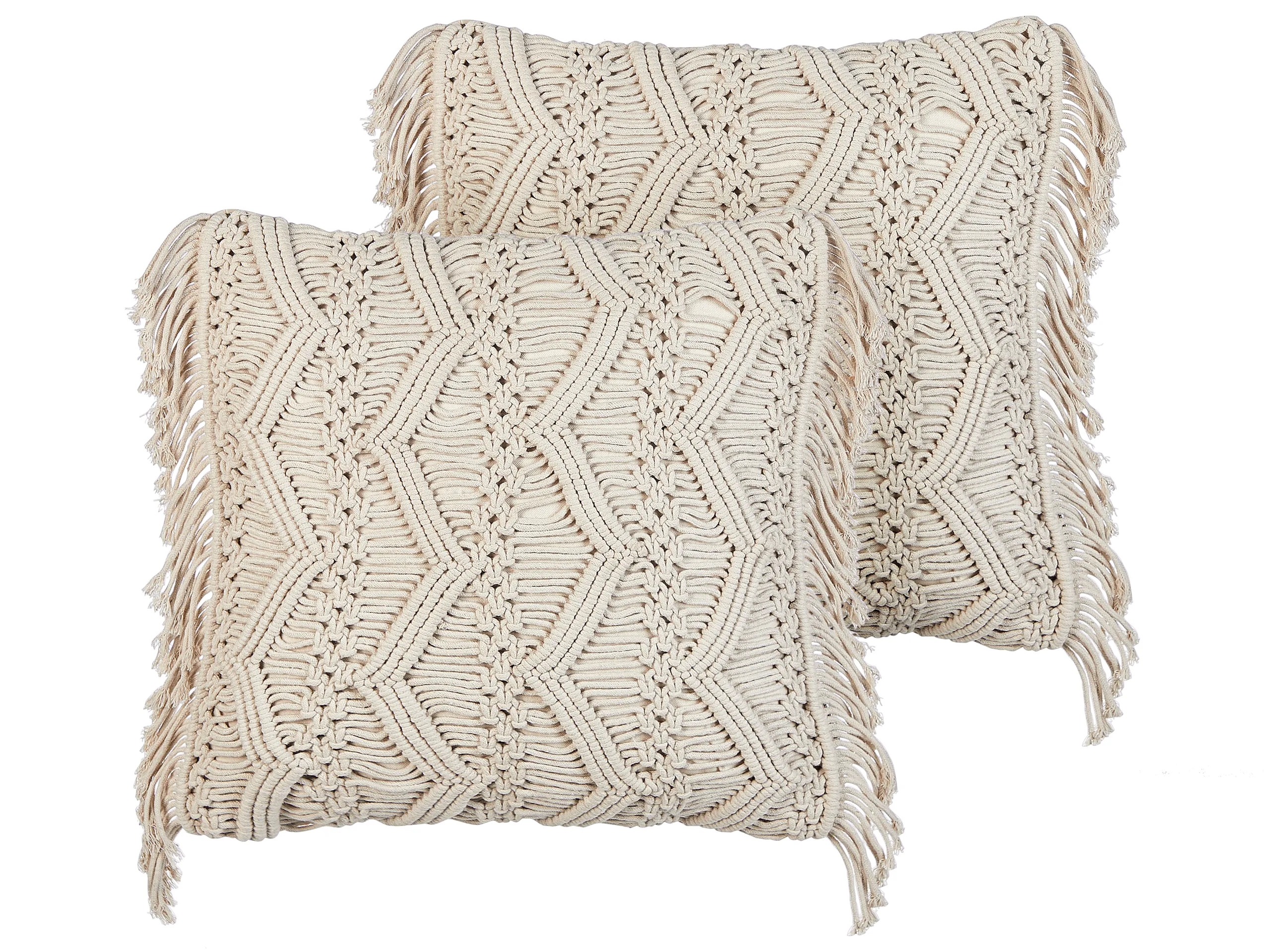 Conjunto de 2 cojines decorativos KIRIKKALE Algodón 45 x 45 cm Beige claro Patrón geométrico