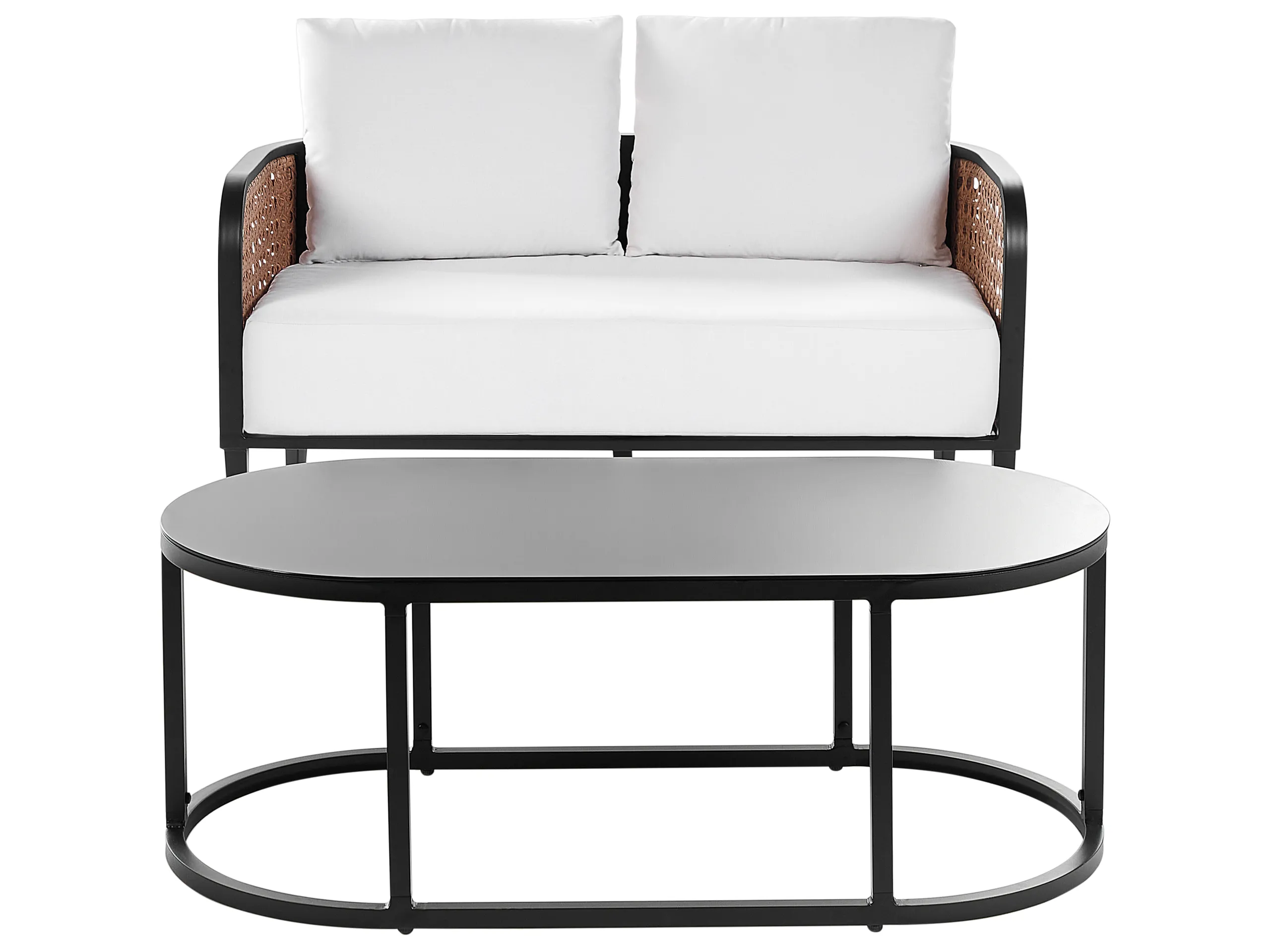 Garden Lounge Set with Table 2 Seater MONTEFALCO Metal White