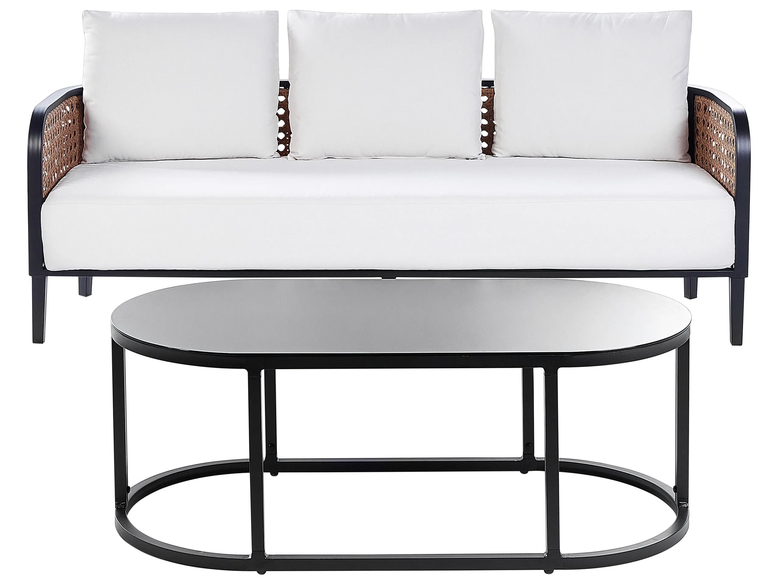Garden Lounge Set with Table 3 Seater MONTEFALCO Metal White
