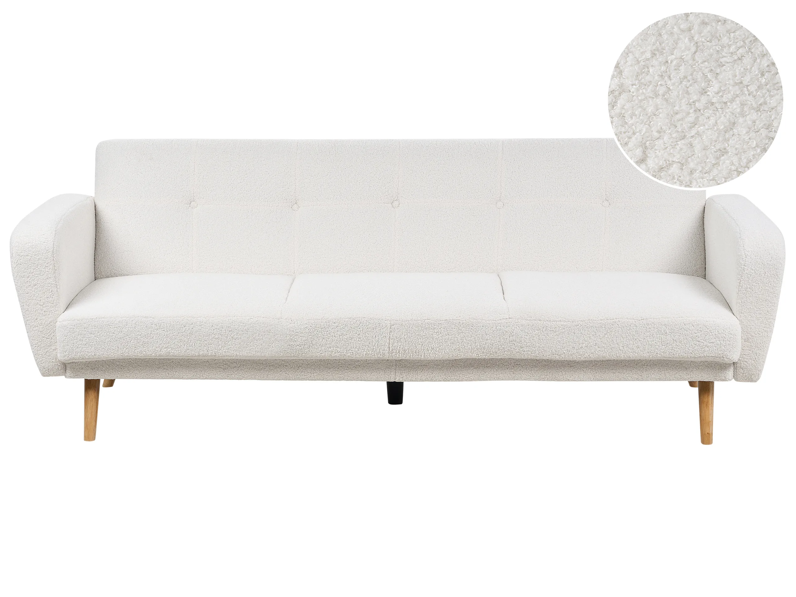 Sofa Bed 3 Seater FLORLI Boucle Off-White