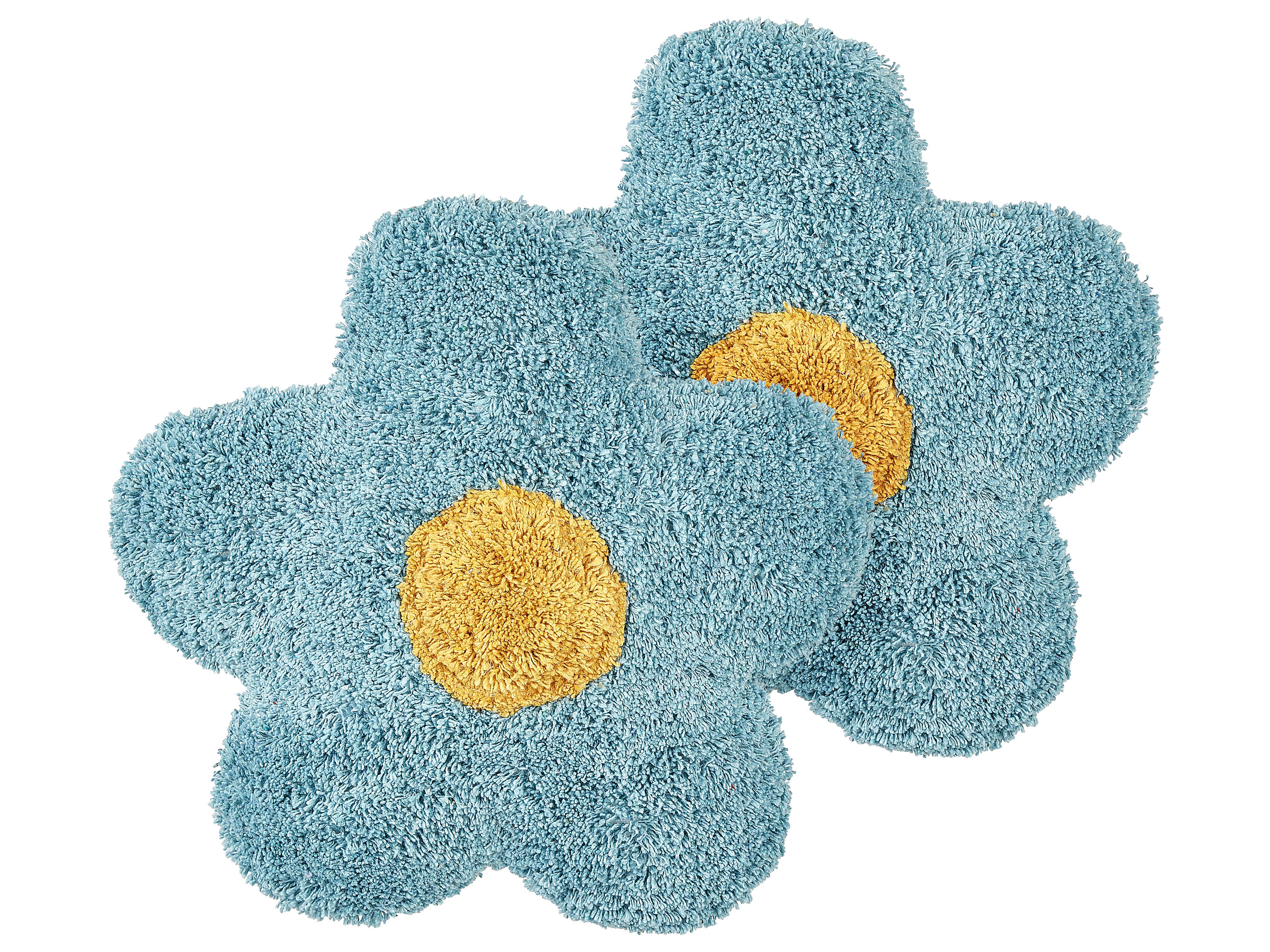 Conjunto de 2 cojines decorativos SORREL Algodón 30 x 30 cm Azul Flor