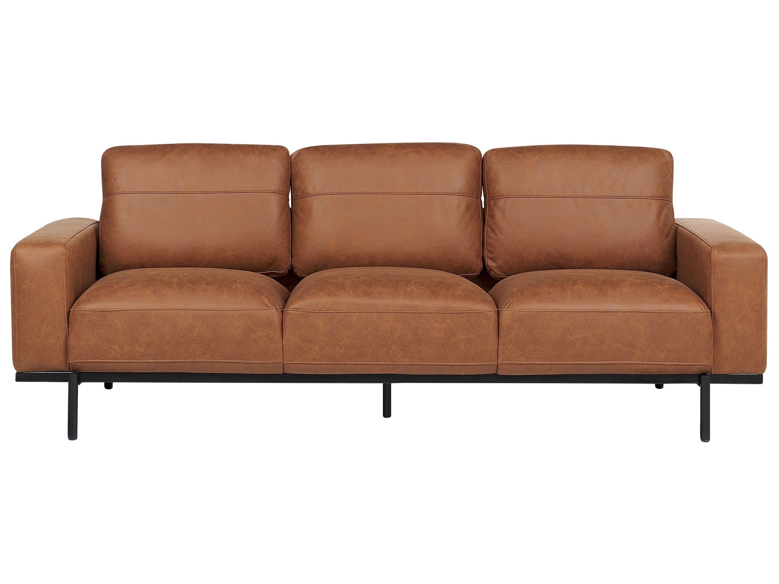 Sofa 3 Seater SOVIK Faux Leather Brown