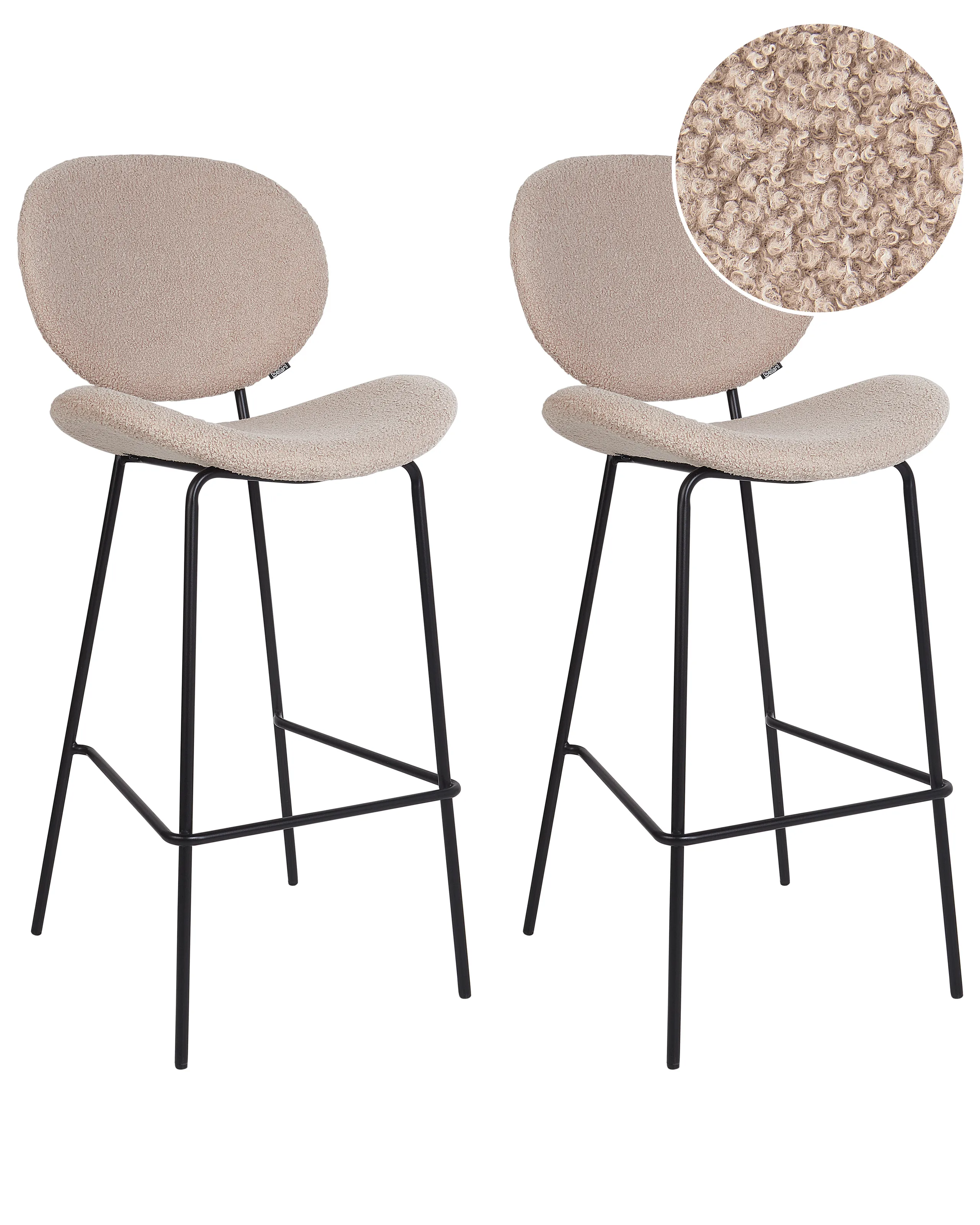 Conjunto de 2 sillas de bar LUANA Bouclé Beige claro