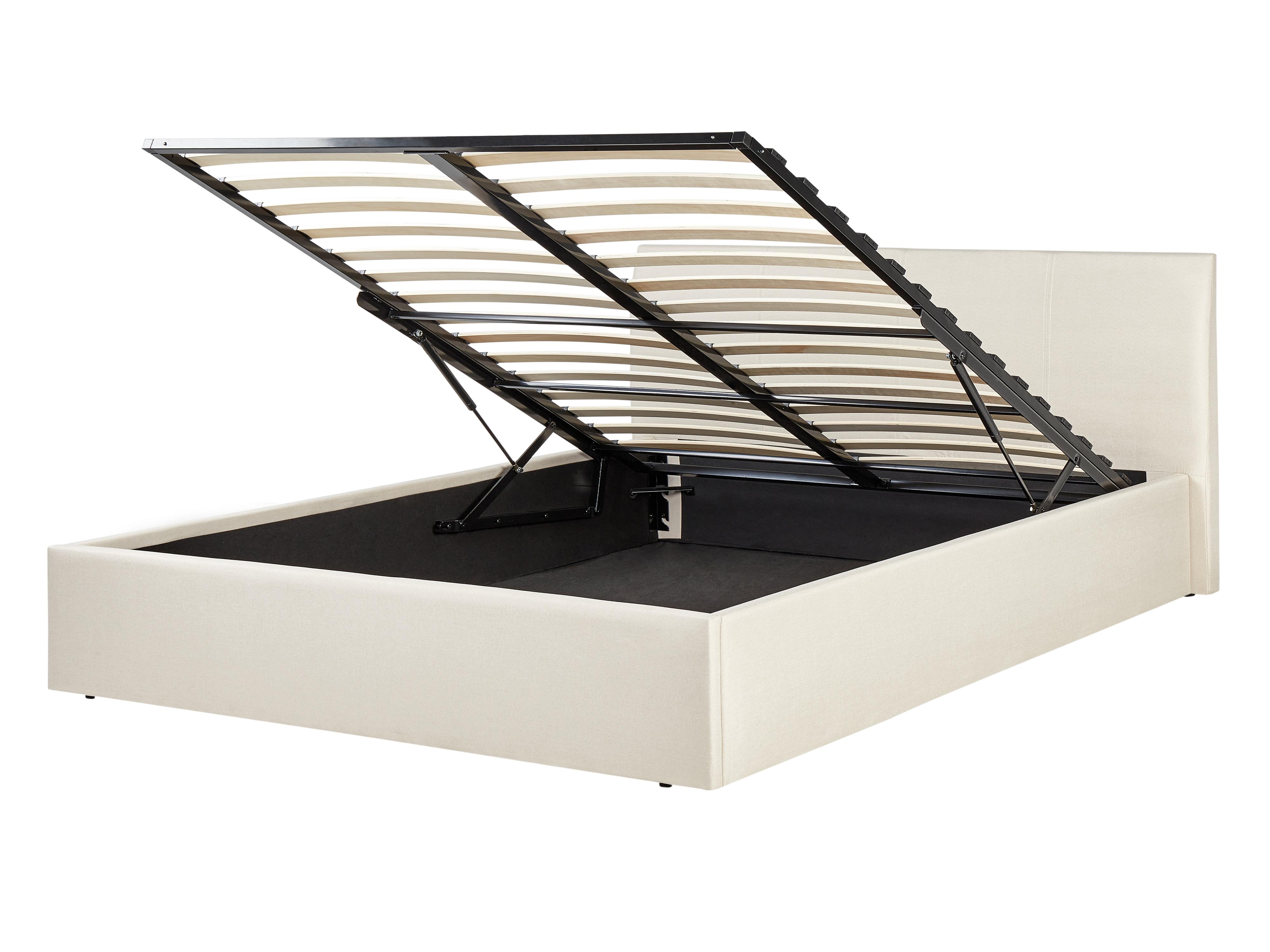 Cama con almacenaje Tela ORBEY 140 x 200 cm Beige claro