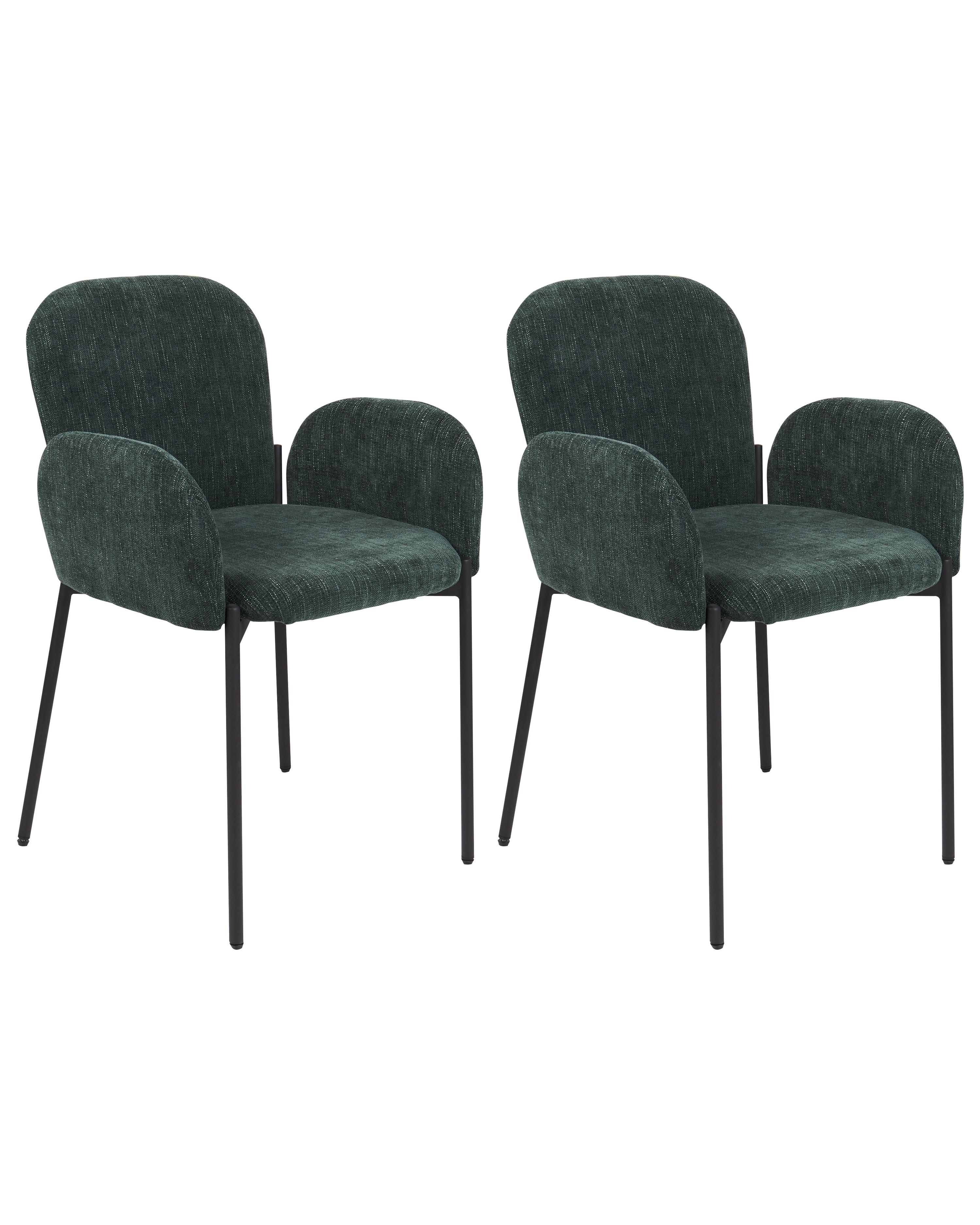 Conjunto de 2 sillas de comedor ALBEE Tela Verde oscuro