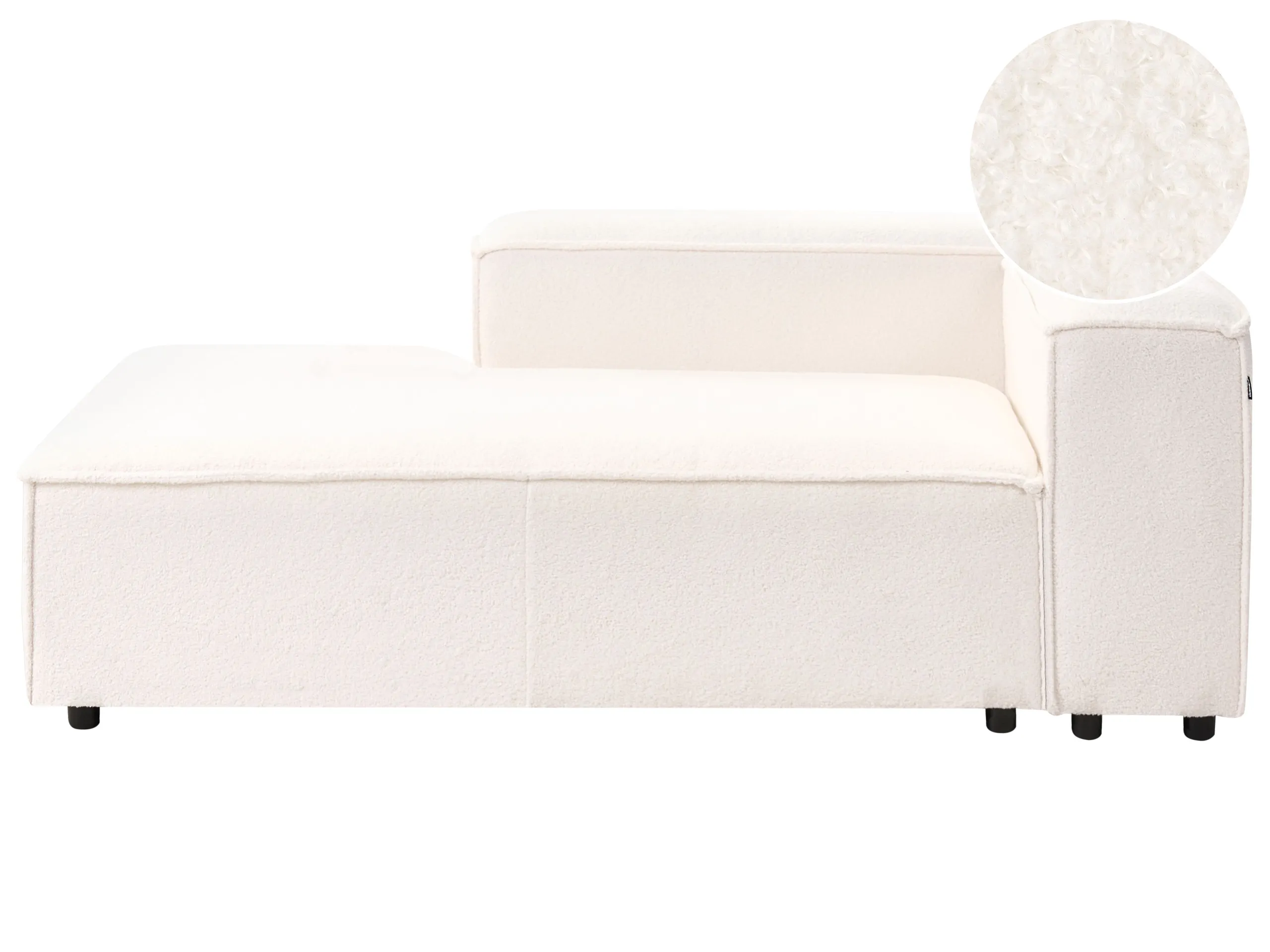 Chaise longue derecho ARDAL Bouclé Blanco crema