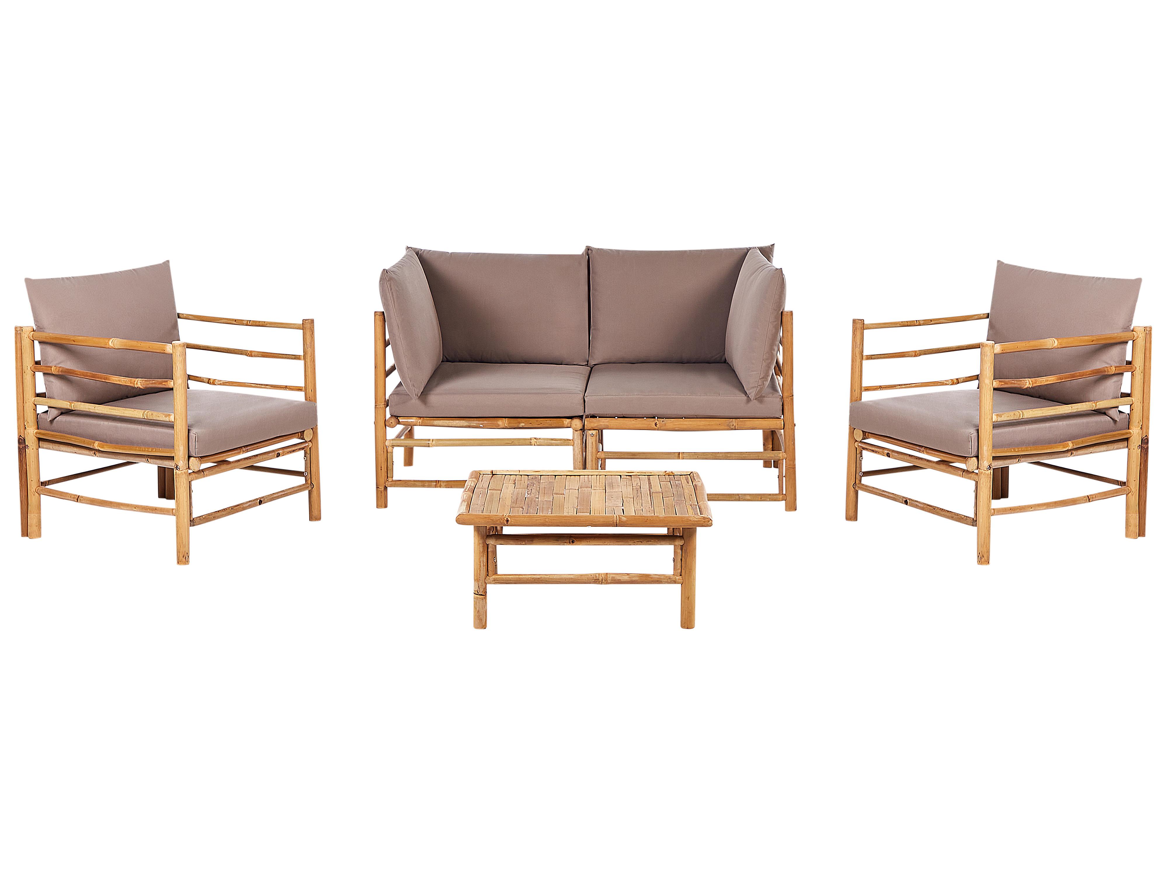 Garden Lounge Set with Table 4 Seater CERRETO Bamboo Taupe