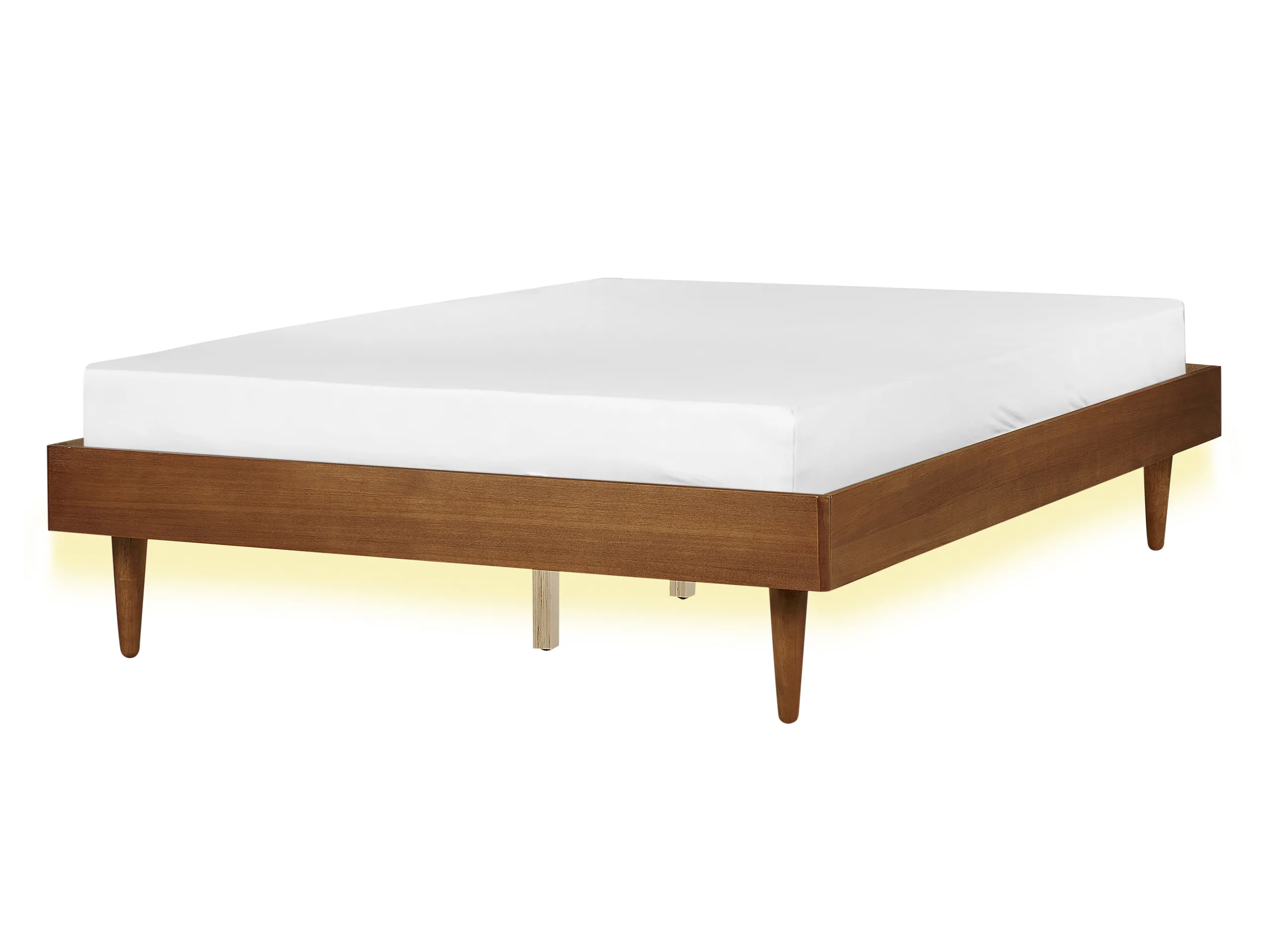 Cama LED TOUCY 140 x 200 cm Fresno marrón