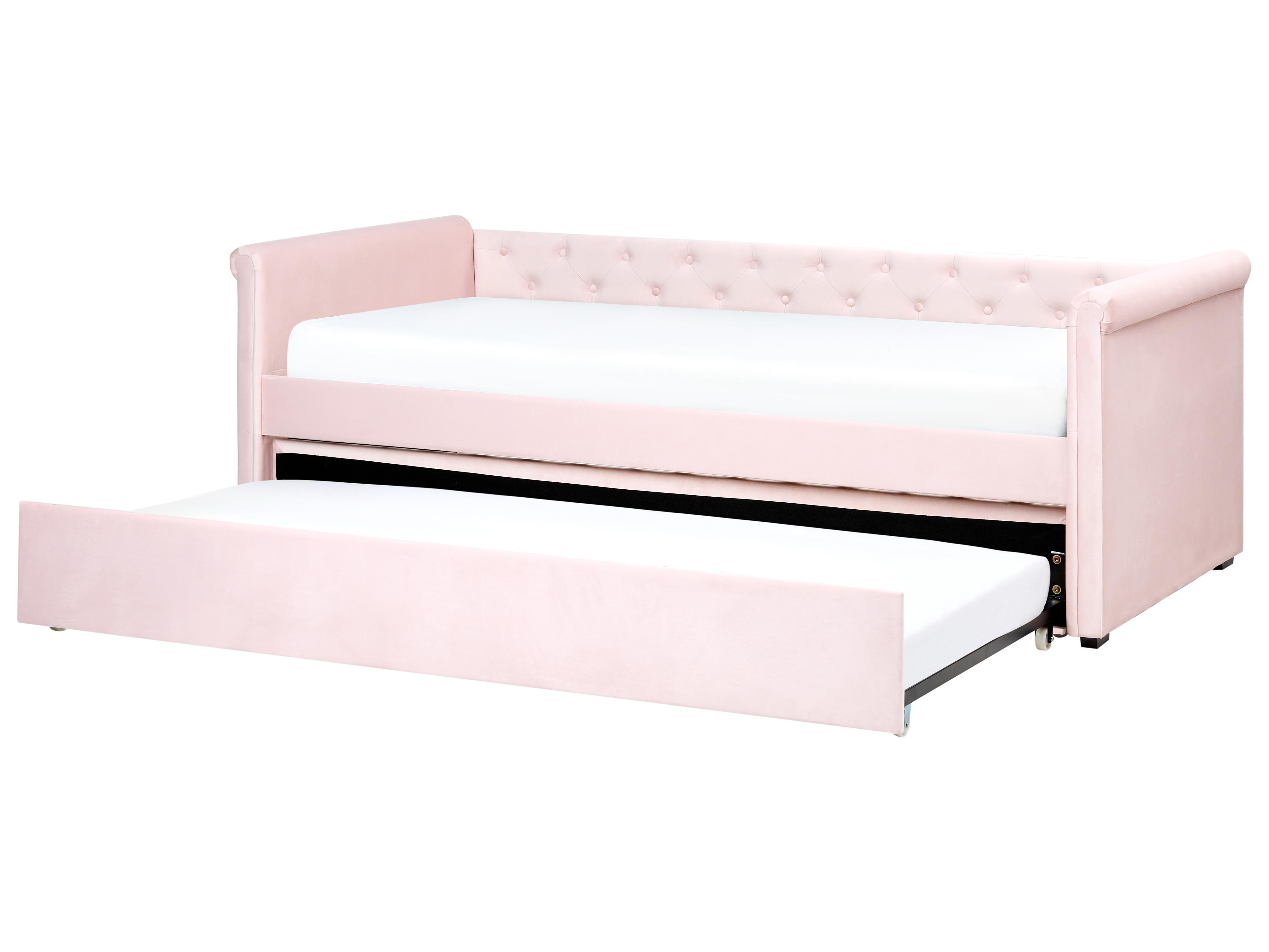 Cama nido Terciopelo LIBOURNE 90 x 200 cm Rosa pastel