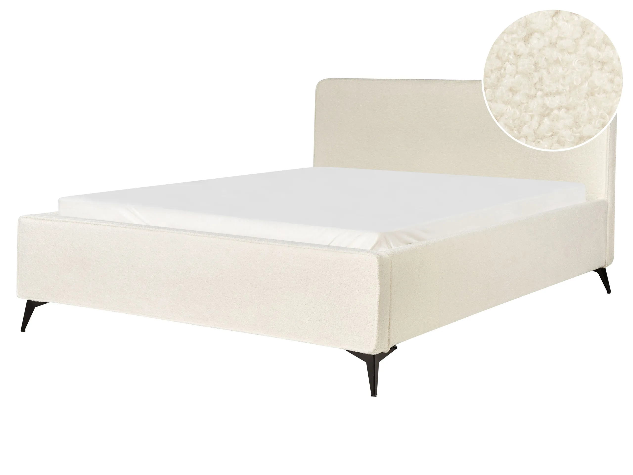 Bed Boucle VALOGNES 160 x 200 cm (EU King Size) Off-White