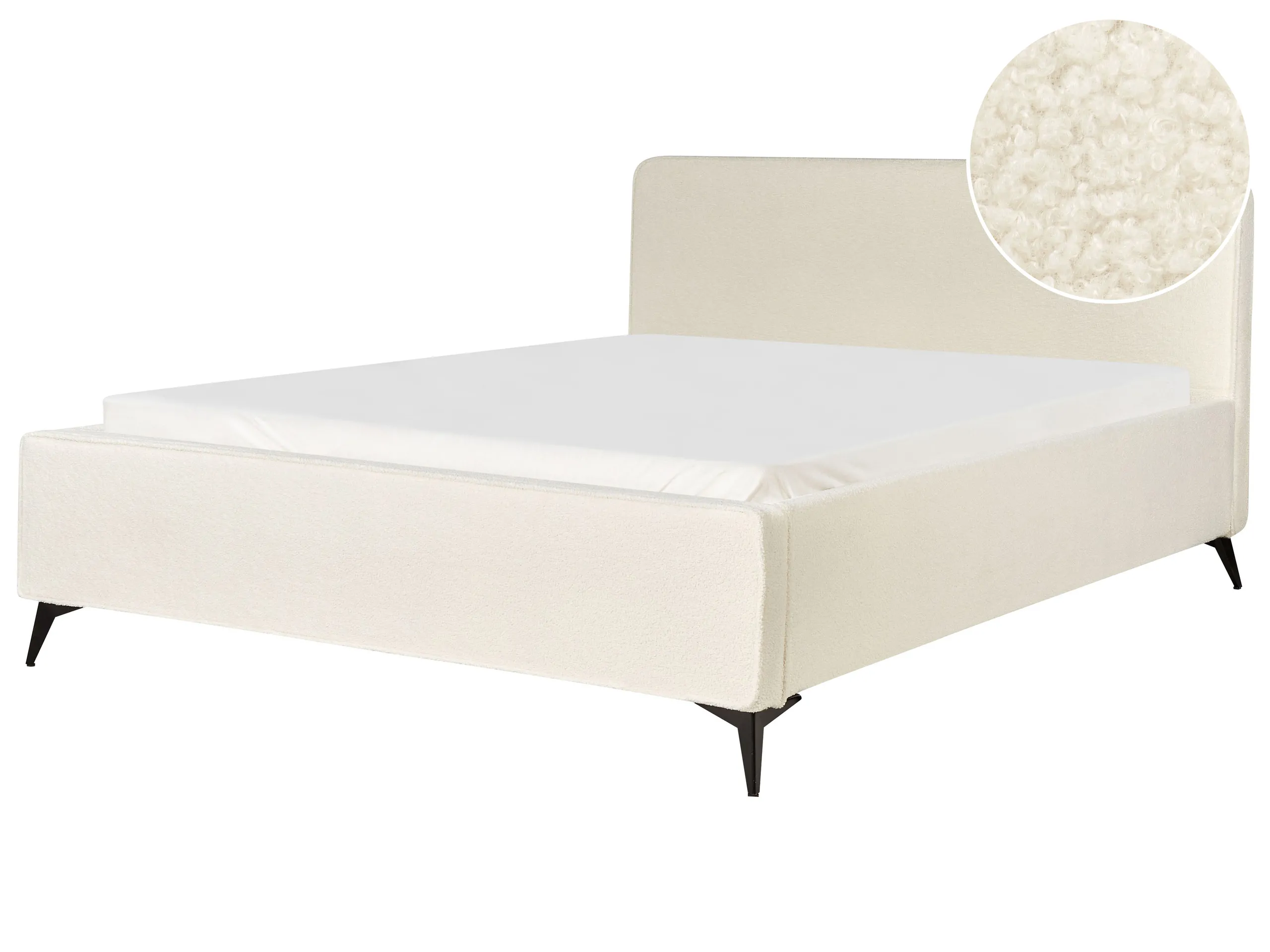 Cama Bouclé VALOGNES 180 x 200 cm Blanco crema