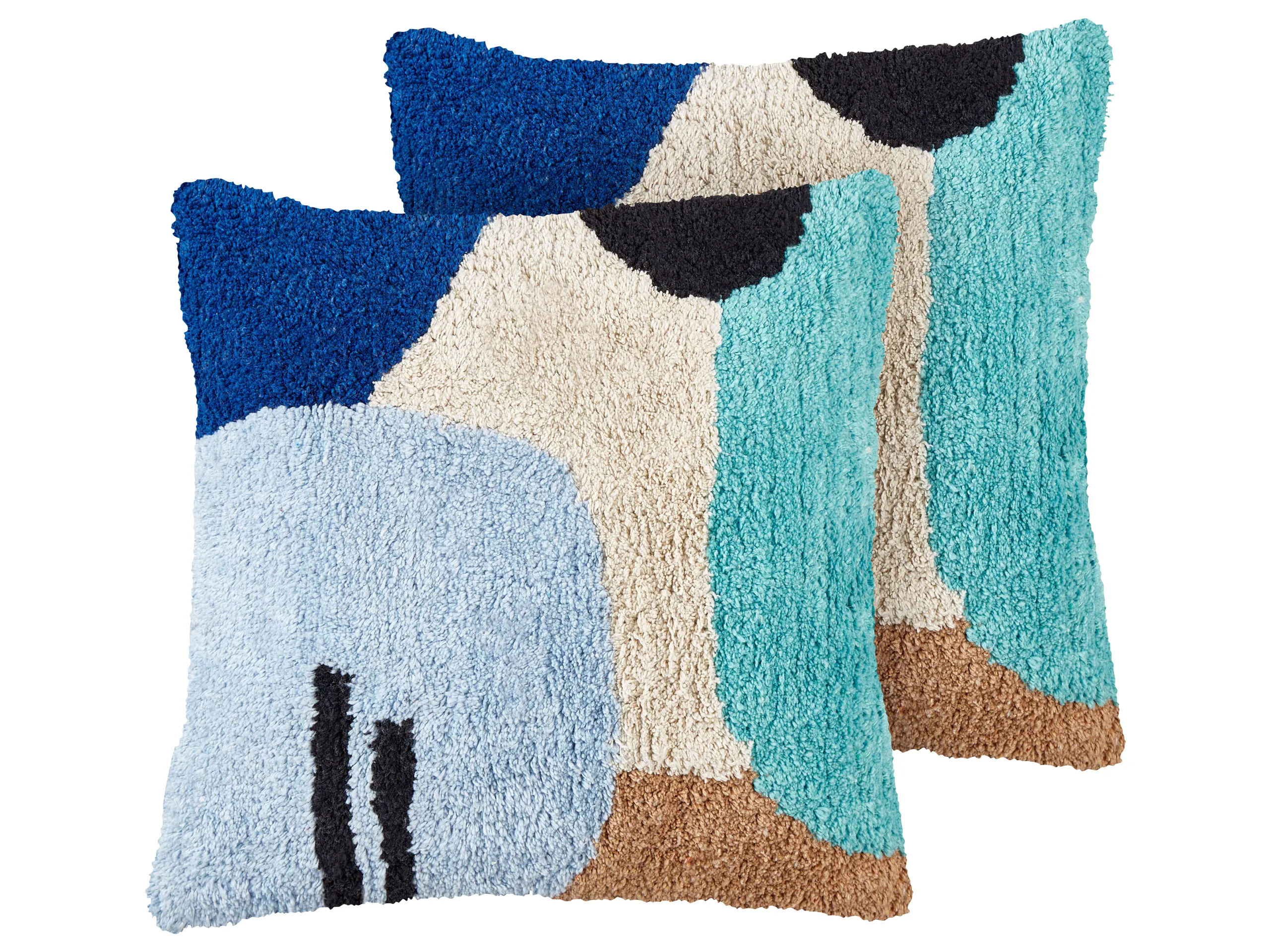 Conjunto de 2 cojines decorativos DAHLIA Algodón 45 x 45 cm Multicolor Patrón geométrico