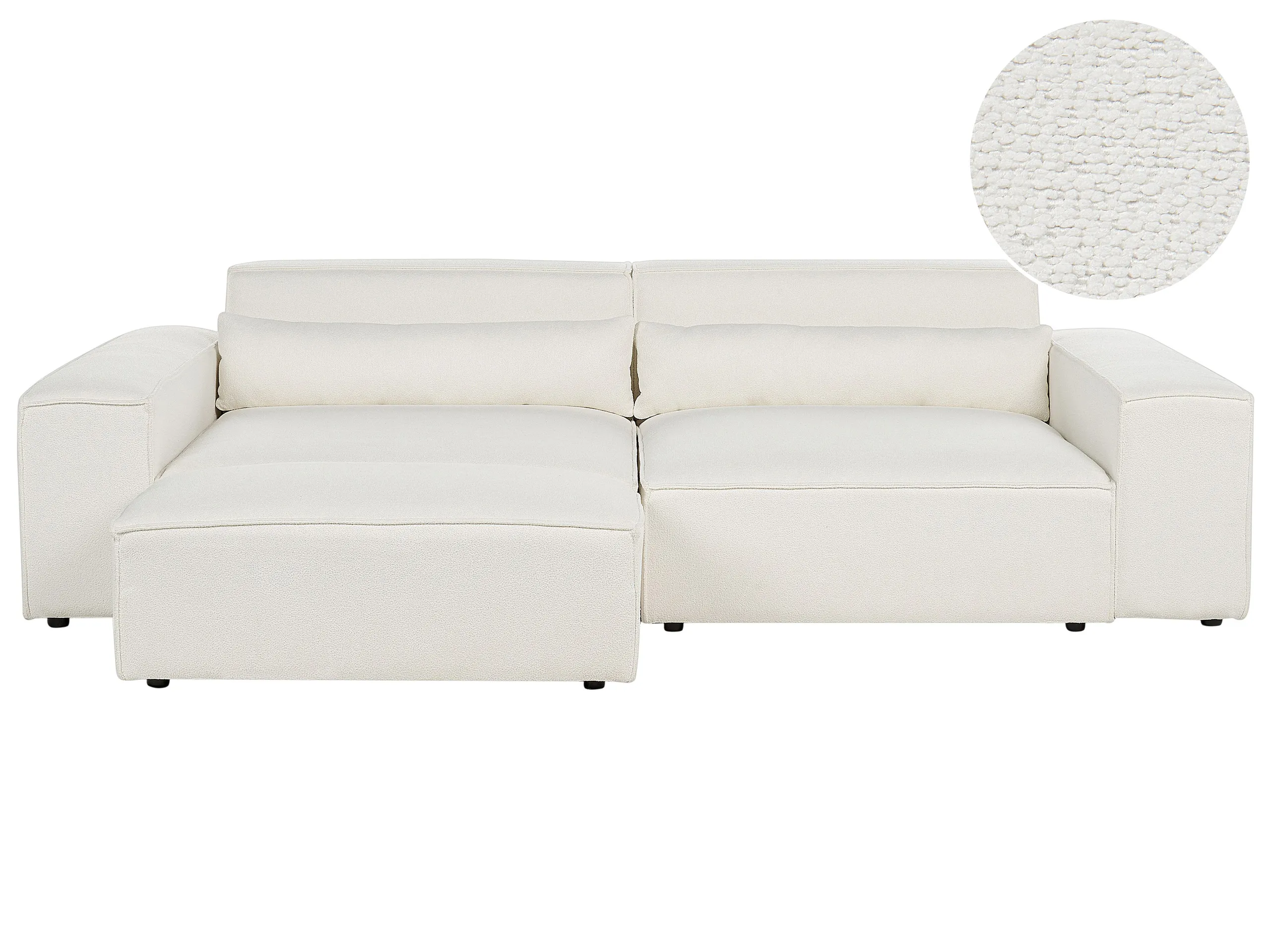 Modular Sofa 3 Seater HELLNAR Boucle Off-White with Ottoman